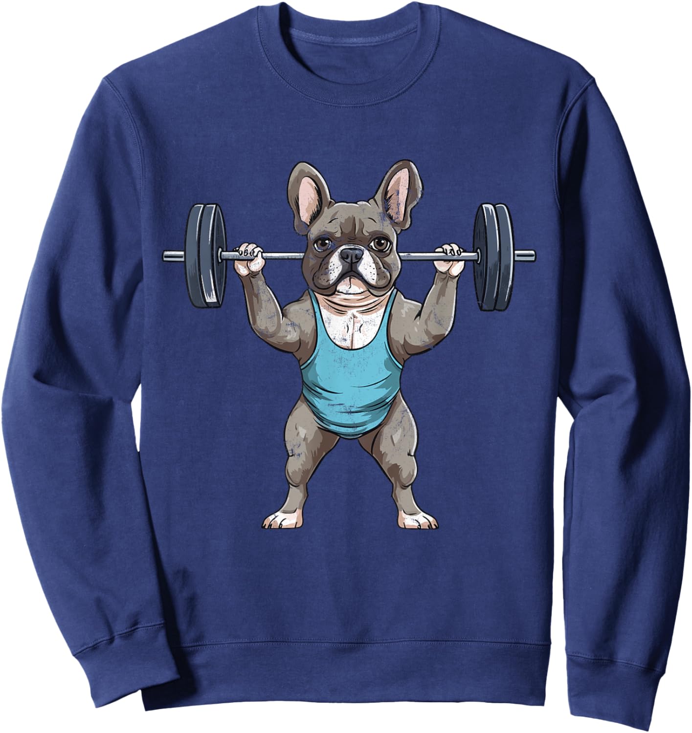French Bulldog Weightlifting Frenchie Deadlift Fitness Gym Women Kids Sweatshirt - Sweatshirt | Navy