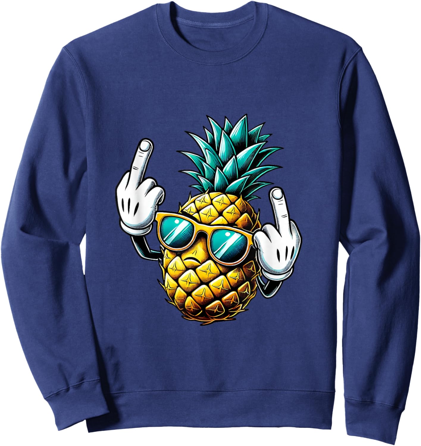 Funny pineapple fruit middle finger meme Sweatshirt - Sweatshirt | Navy