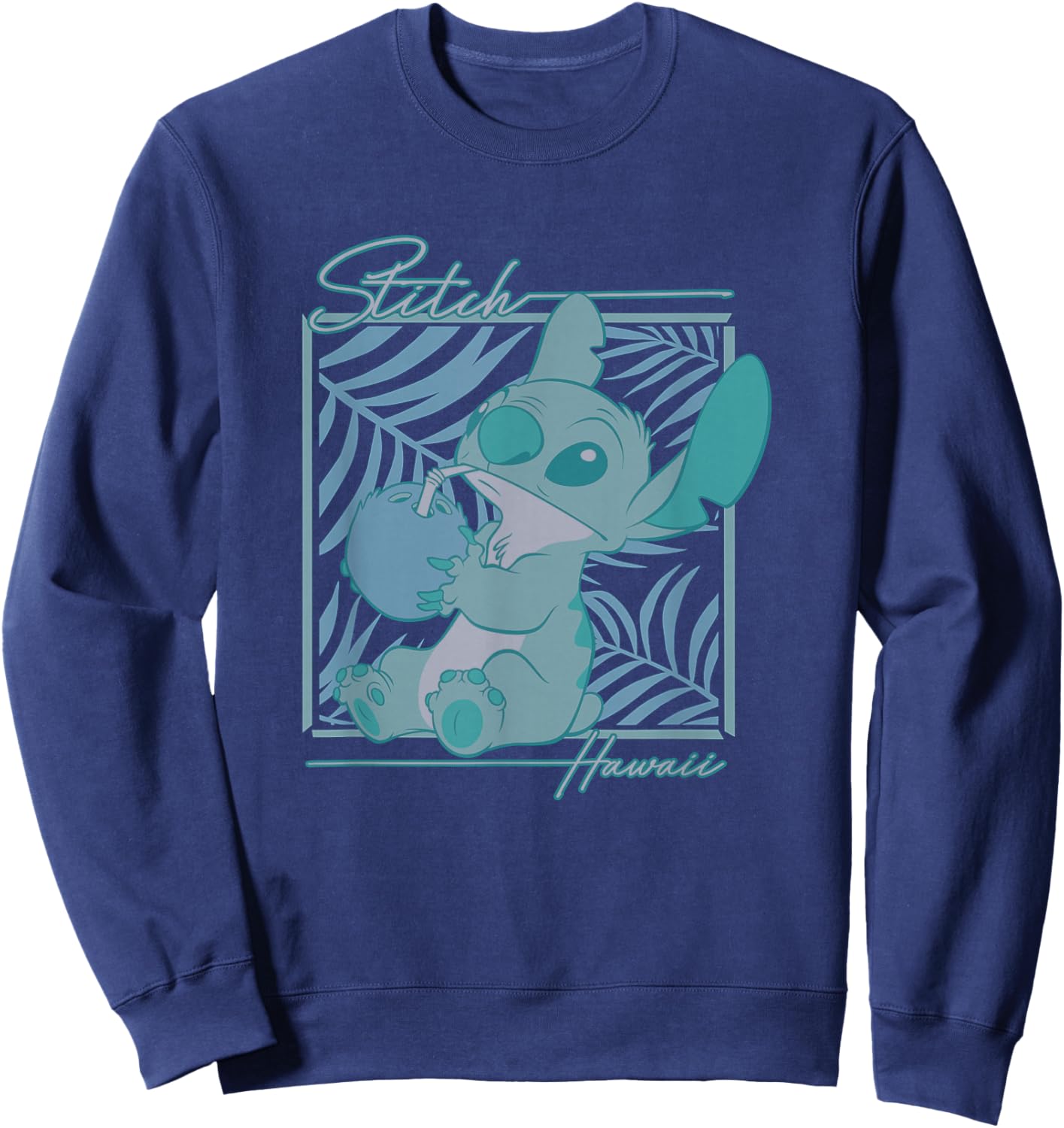 Disney Lilo & Stitch Tropical Hawaii Stitch Gradient Box Sweatshirt - Sweatshirt | Navy