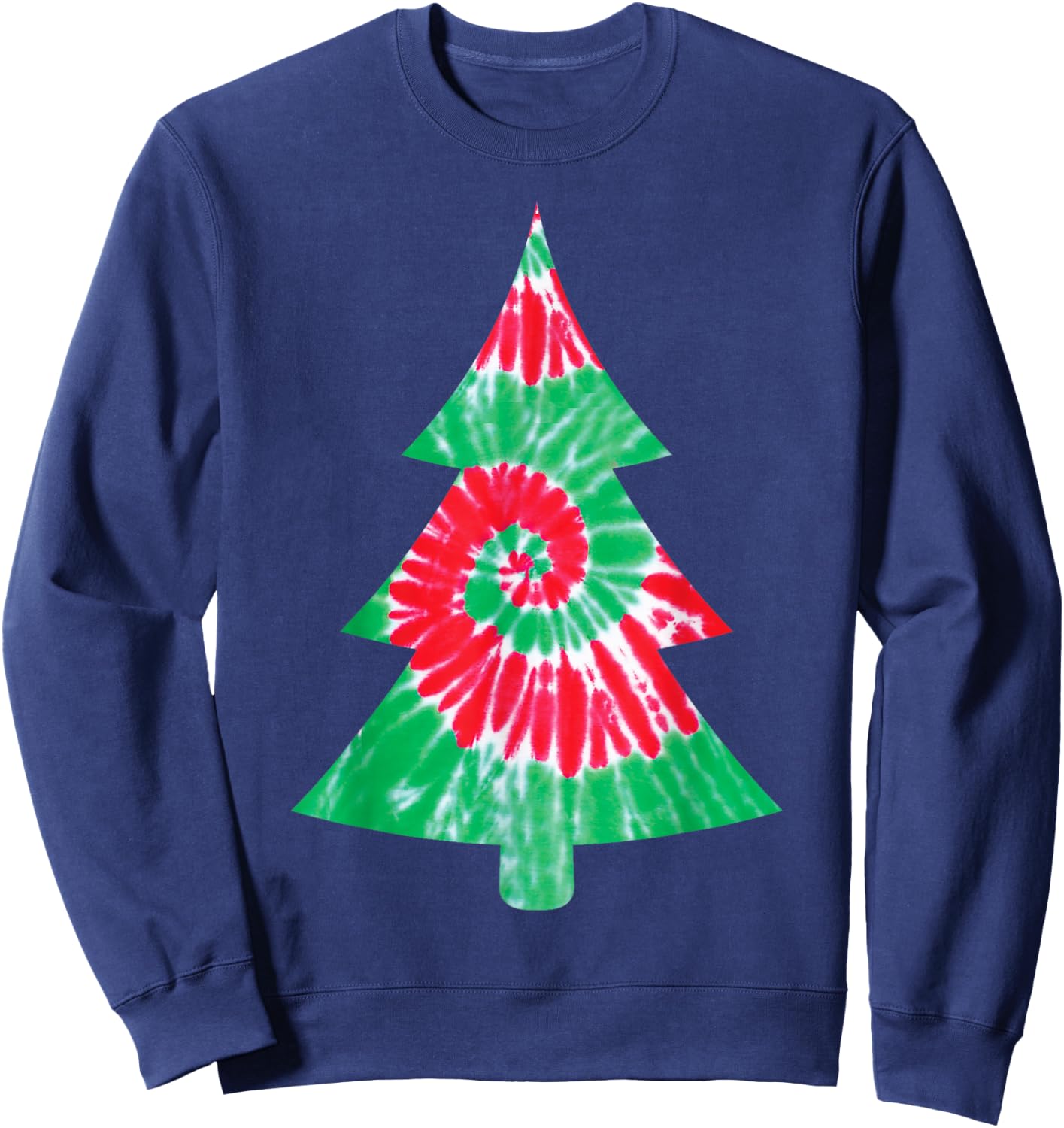 Groovy Christmas Tie Dye Tree T Shirt Tye Die Top Sweatshirt - Sweatshirt | Navy