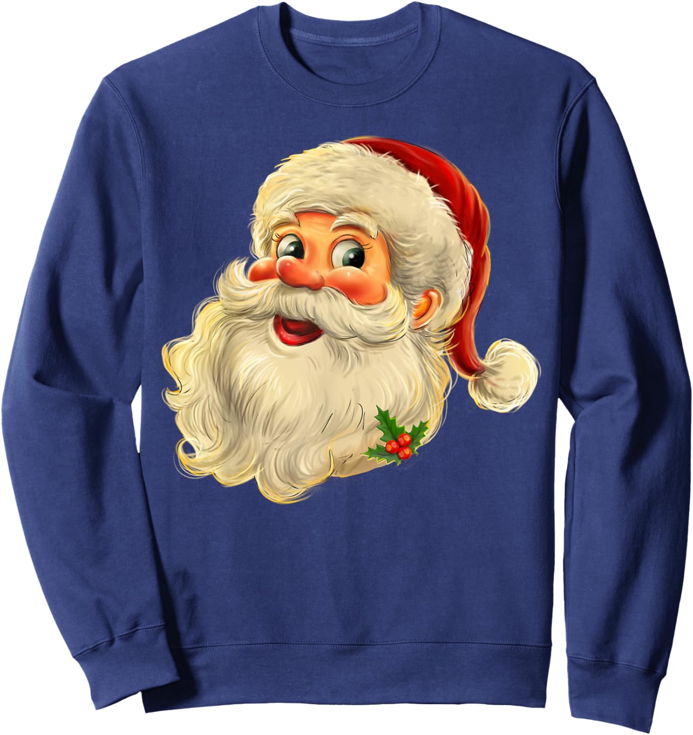 Vintage Christmas Santa Claus Face Men Women Kids Family Sweatshirt - Sweatshirt | Navy