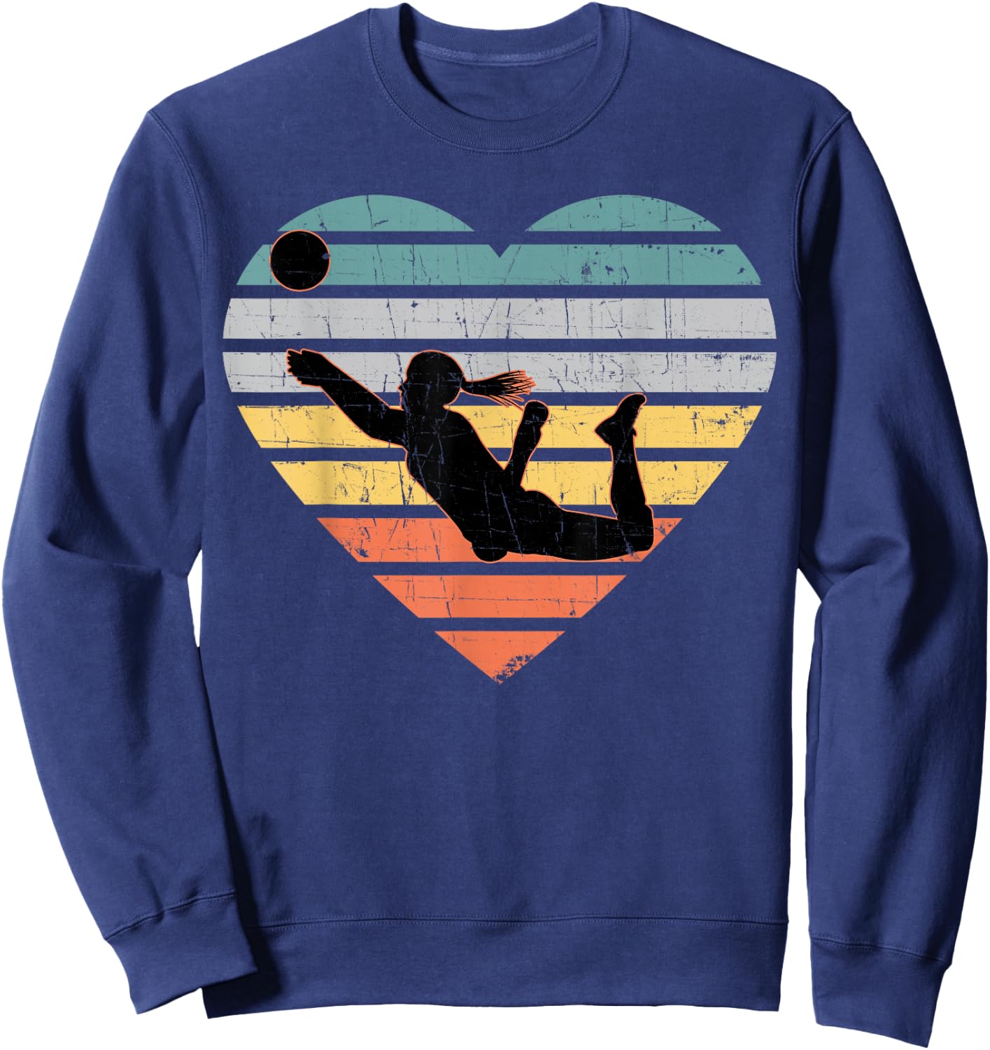 Volleyball Gifts for Teen Girls Retro Vintage Heart Sweatshirt - Sweatshirt | Navy