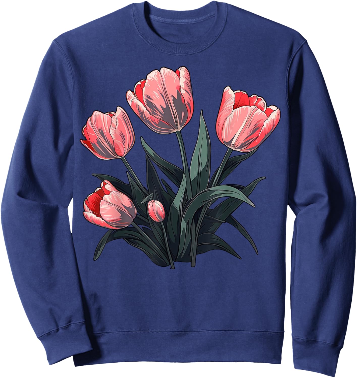 Vintage Tulip Flower on Tulip Sweatshirt - Sweatshirt | Navy