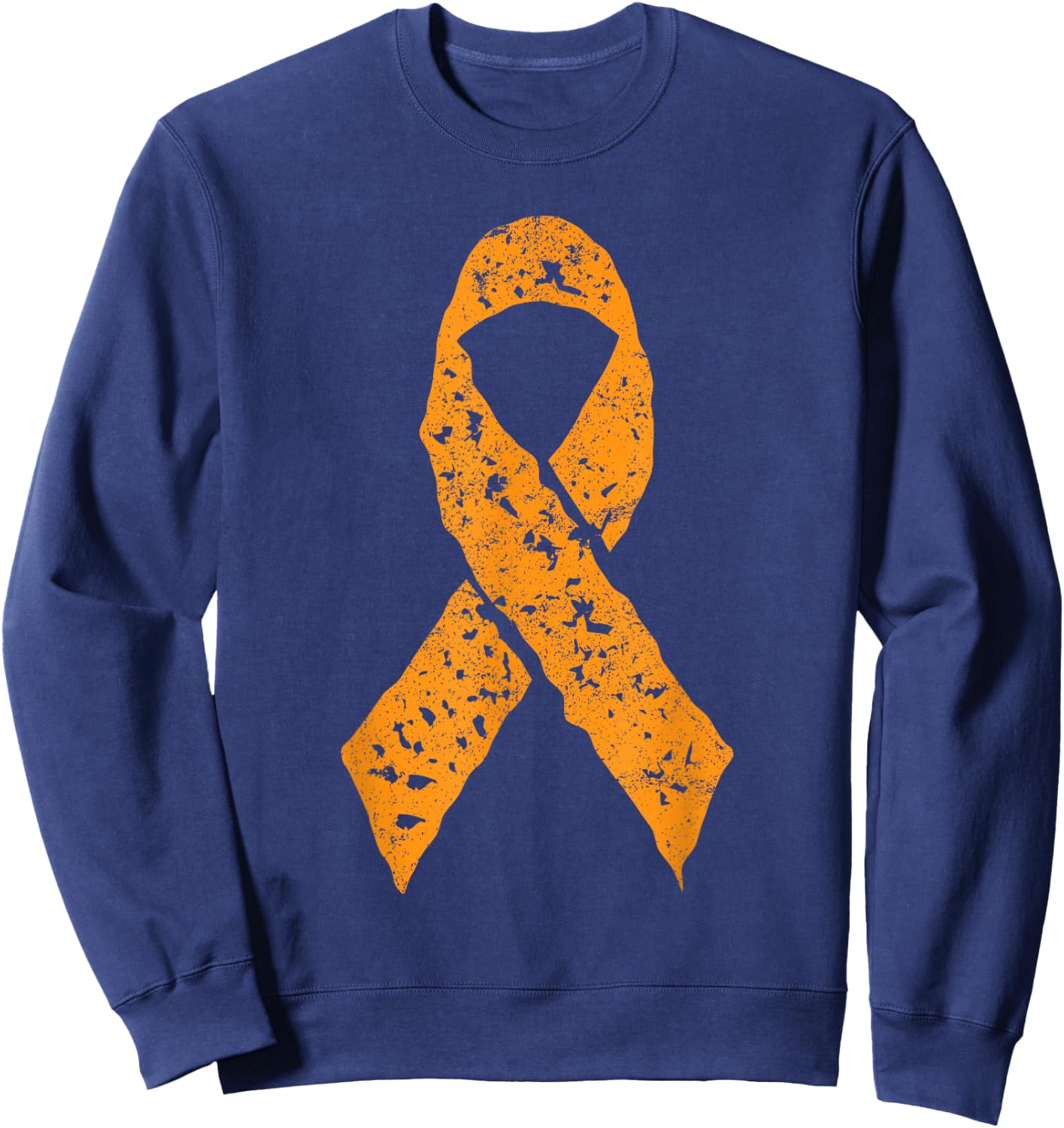 Orange Ribbon Vintage Leukemia Awareness Cancer Patient Gift Sweatshirt - Sweatshirt | Navy