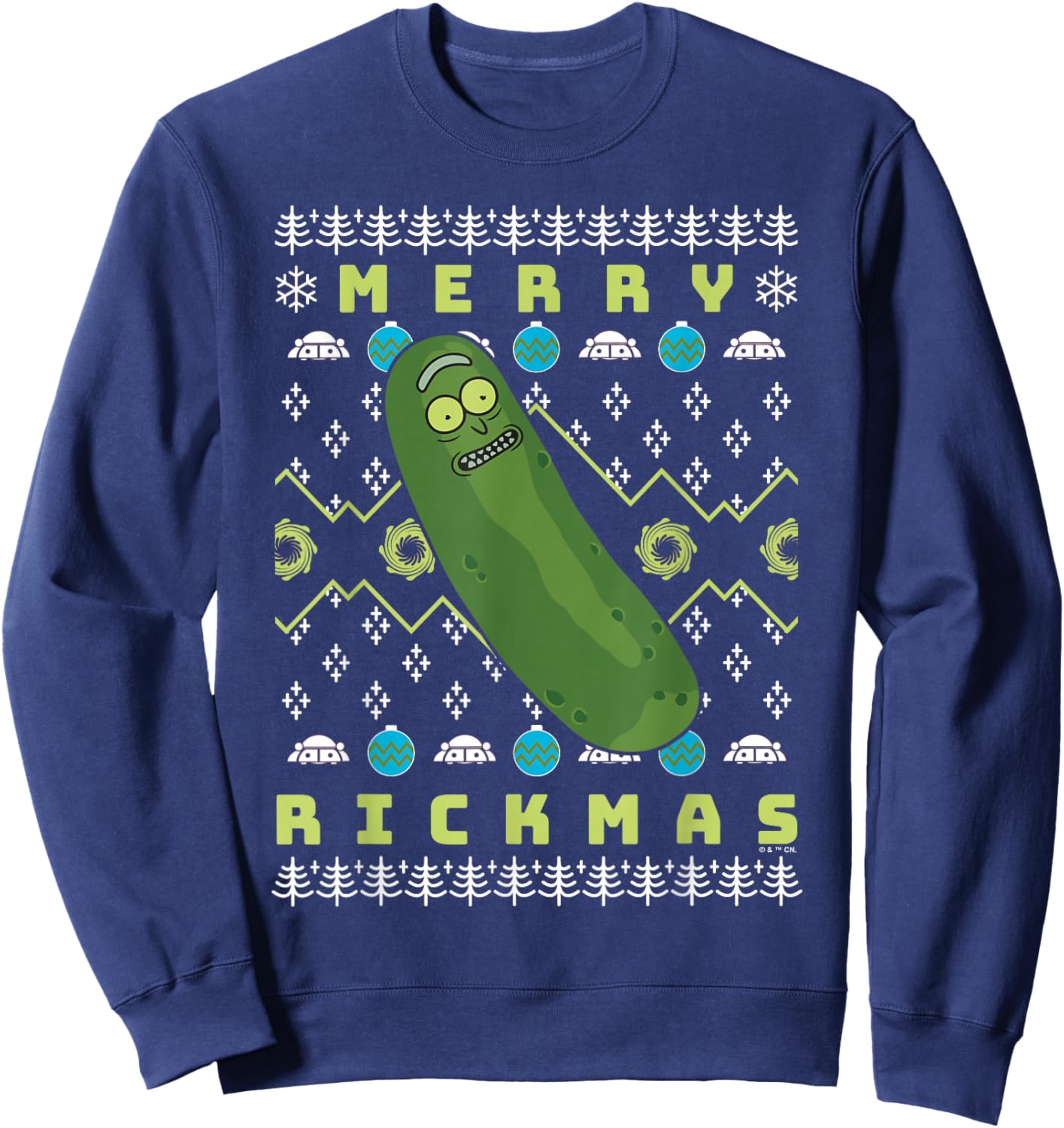 Rick and Morty Merry Pickle Rickmas Ugly Christmas Sweatshirt - Sweatshirt | Navy