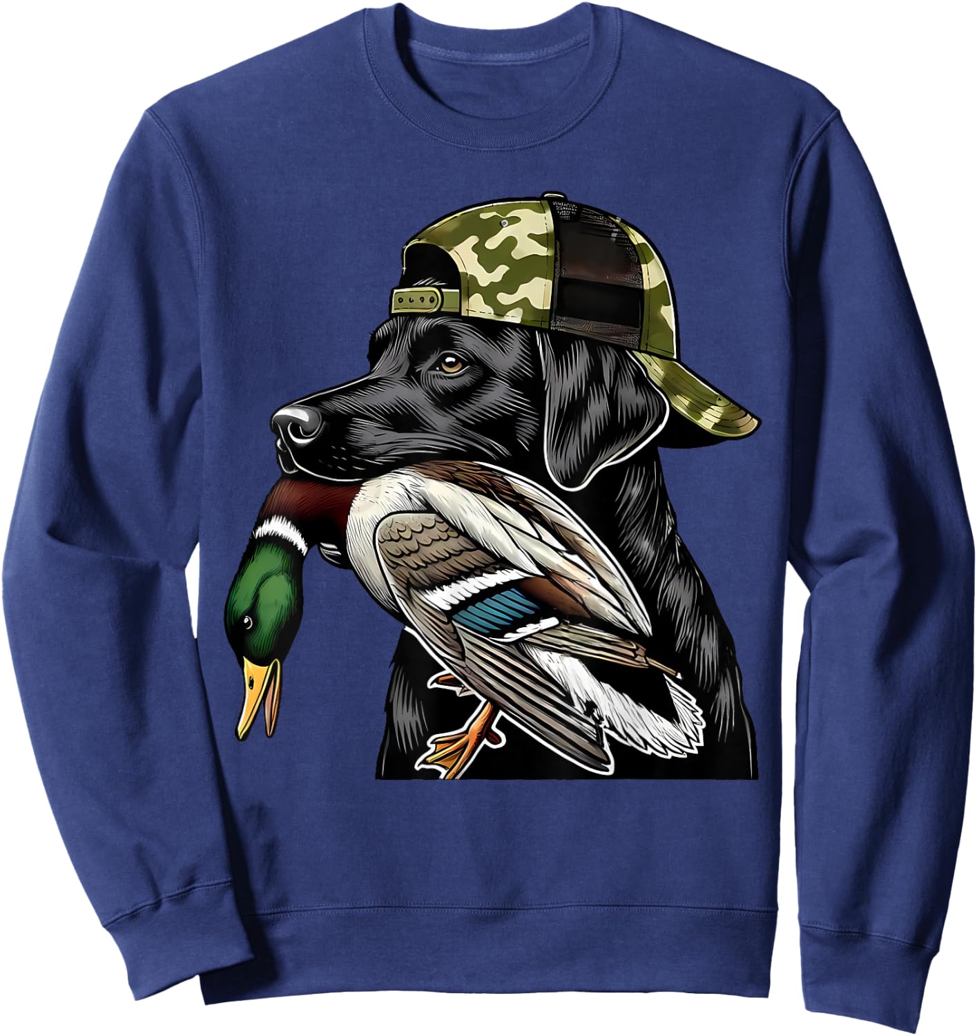 Labrador Hunting Dog With Duck Hello Hunting Season Men Women Sweatshirt - Sweatshirt | Navy