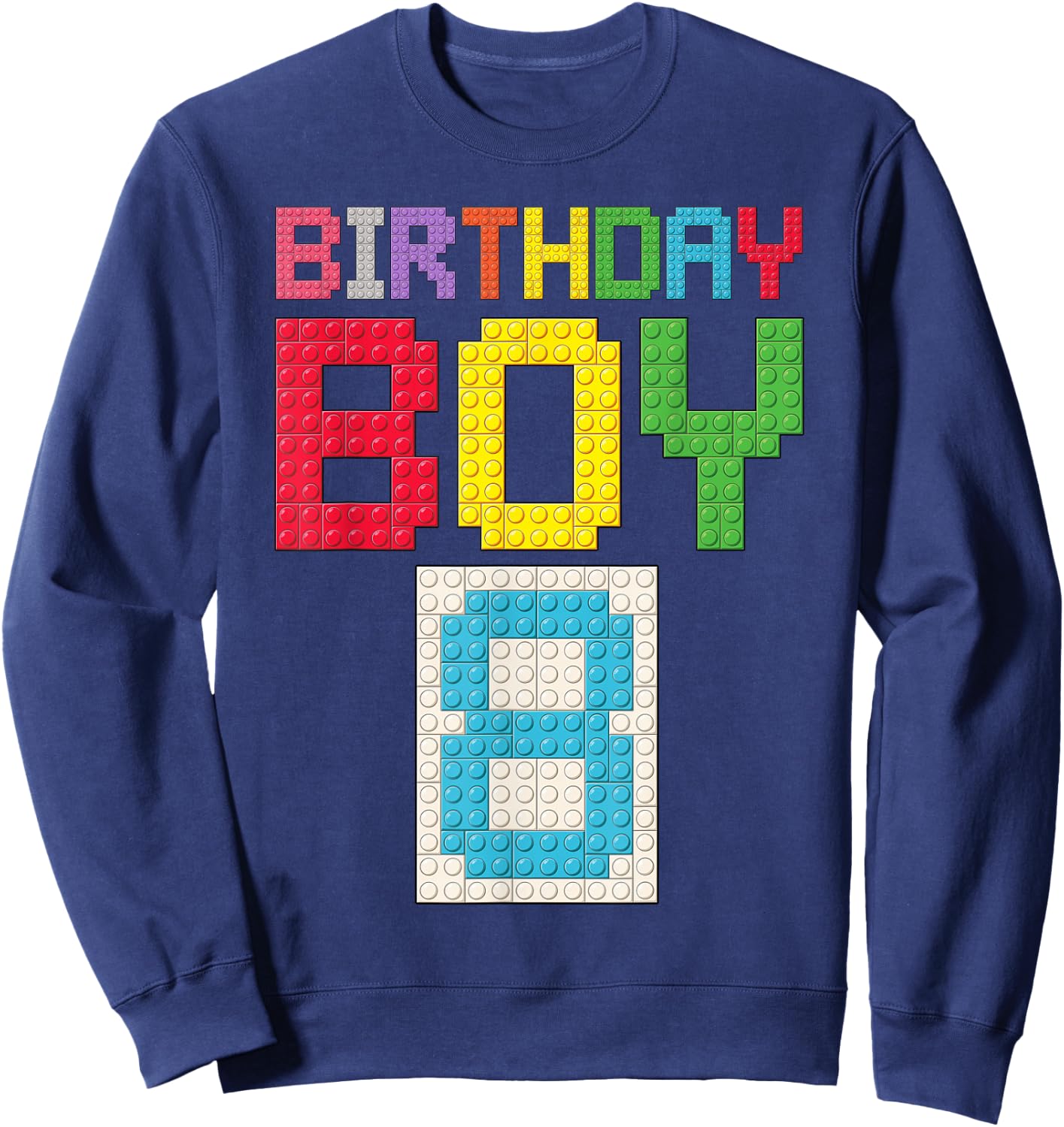 8th Birthday Boy Master Builder 8 Years Old Block Building Sweatshirt - Sweatshirt | Navy