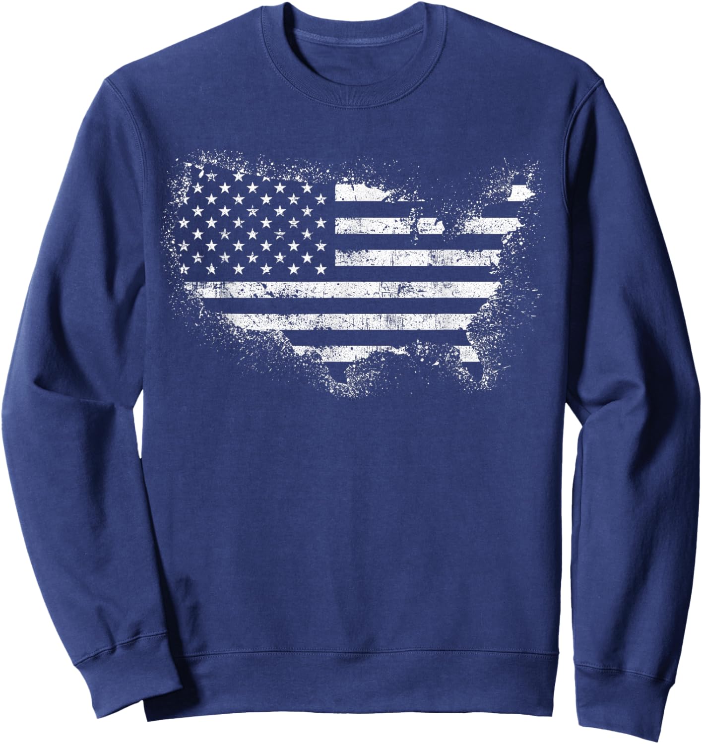 USA Shirt American Flag Map Vintage 4th of July Patriotic Sweatshirt - Sweatshirt | Navy