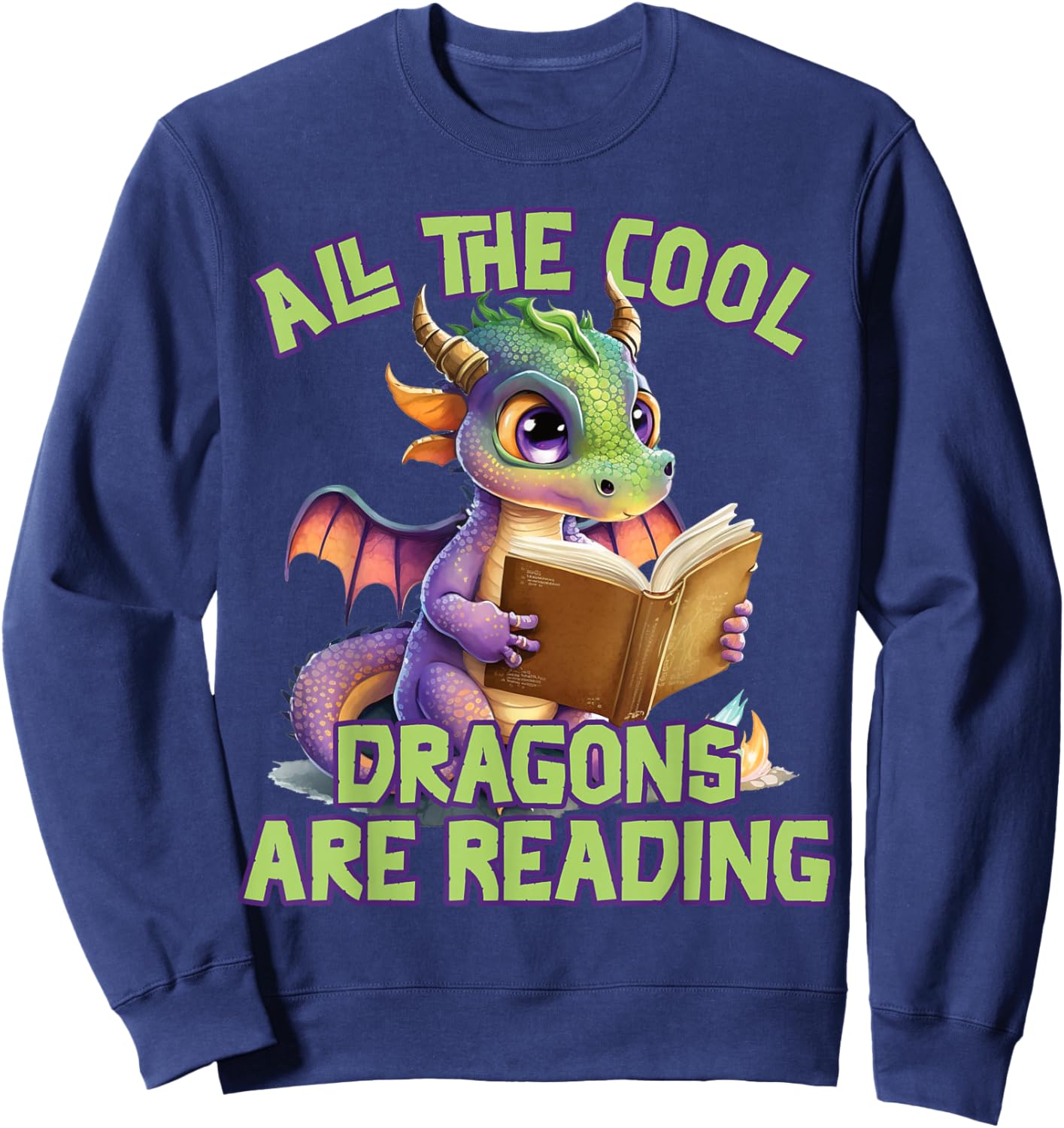 All The Cool Dragons Are Reading Dragon Teacher Sweatshirt - Sweatshirt | Navy