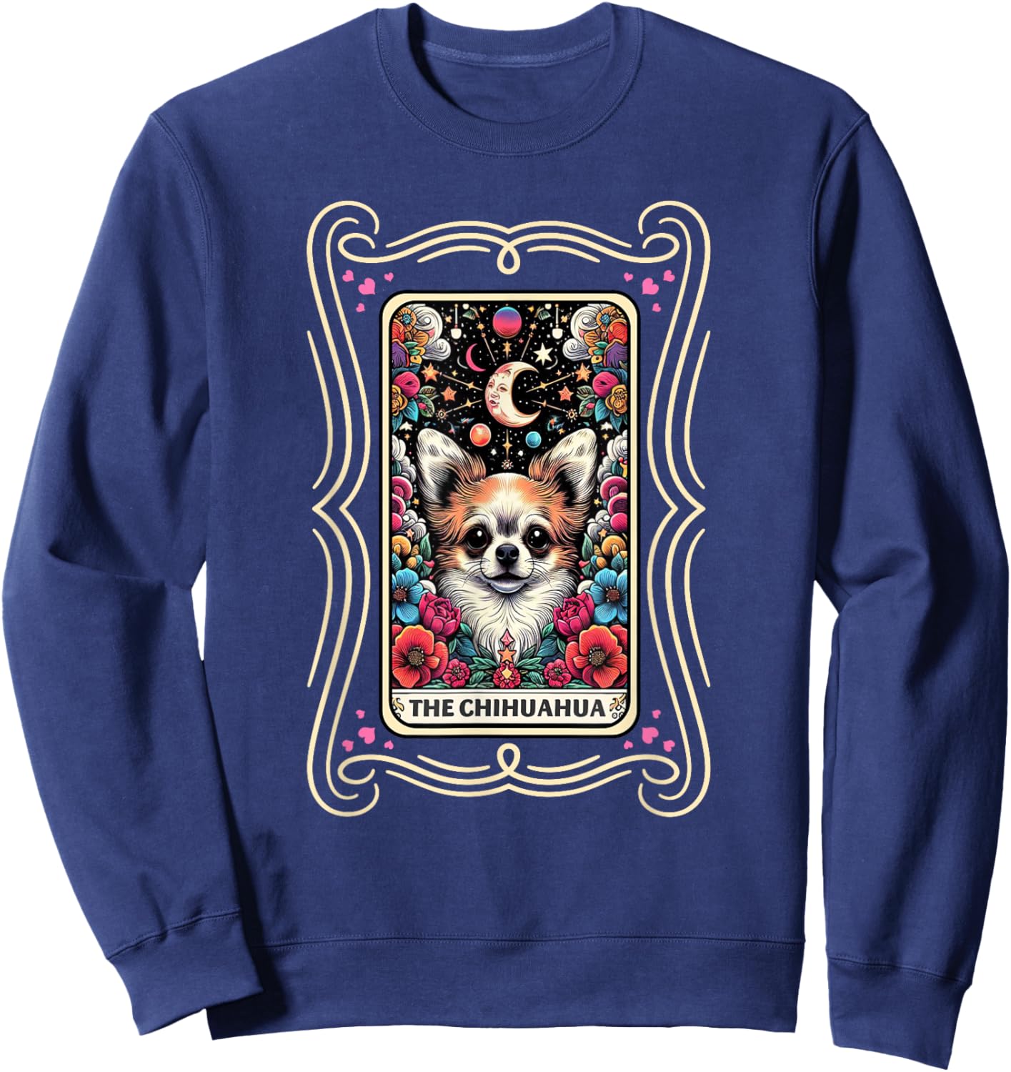 Dog Lover Colorful Tarot Card Chihuahua Graphic Sweatshirt - Sweatshirt | Navy