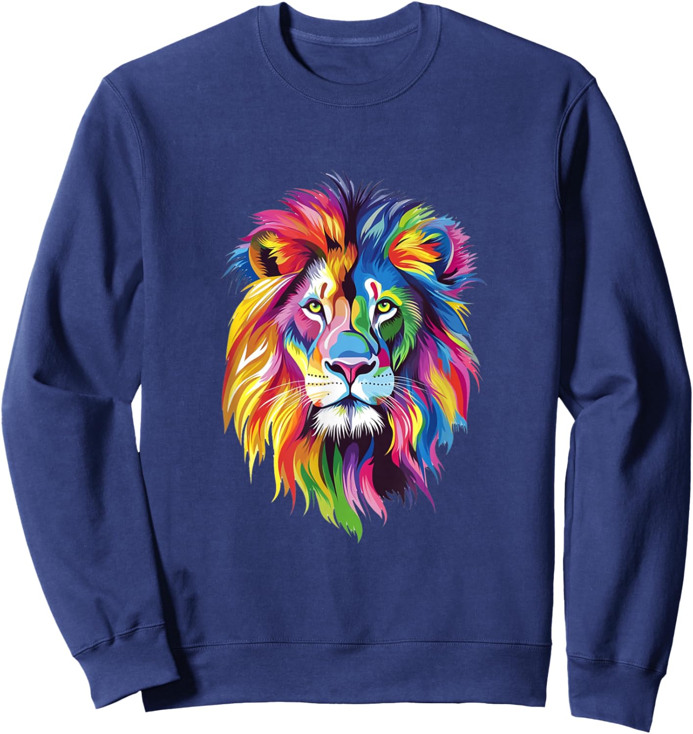 Vibrant Rainbow Lion Art for Bold Animal Lovers Sweatshirt - Sweatshirt | Navy