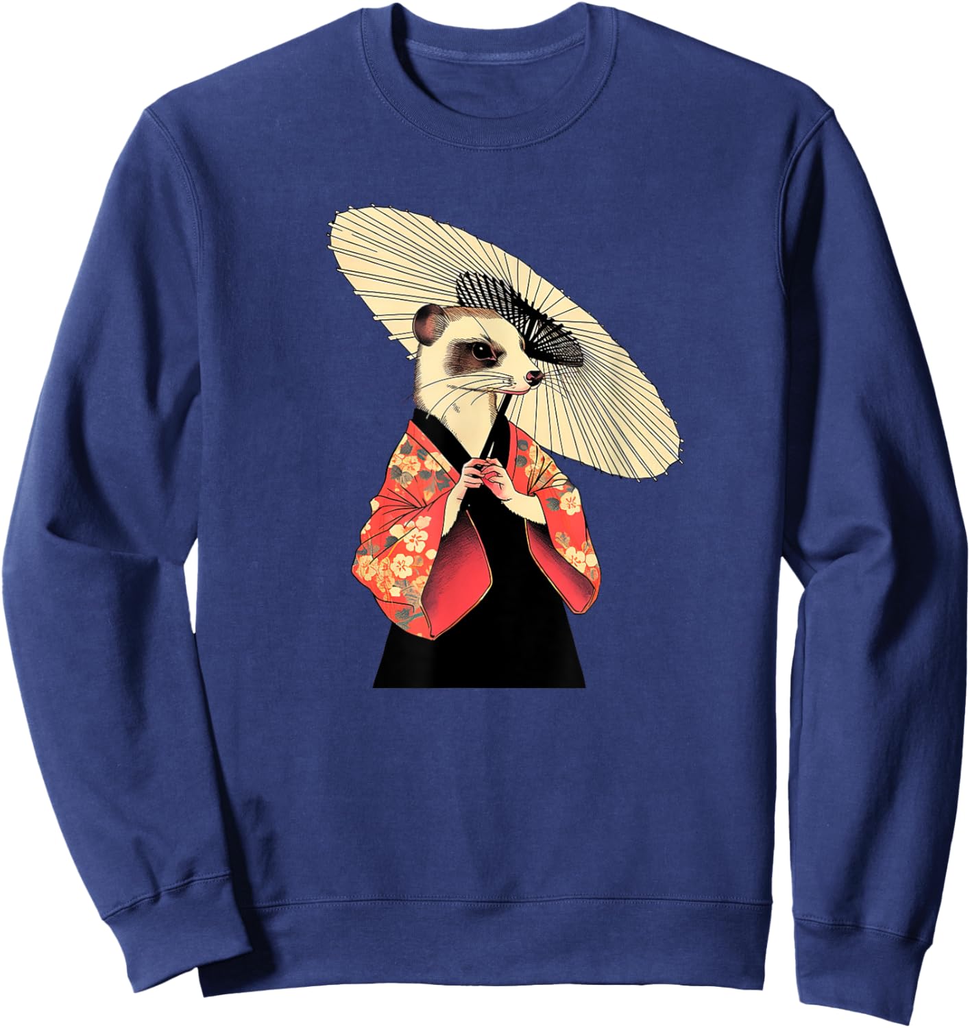 Ferret Geisha Funny Pet Kimono Sweatshirt - Sweatshirt | Navy