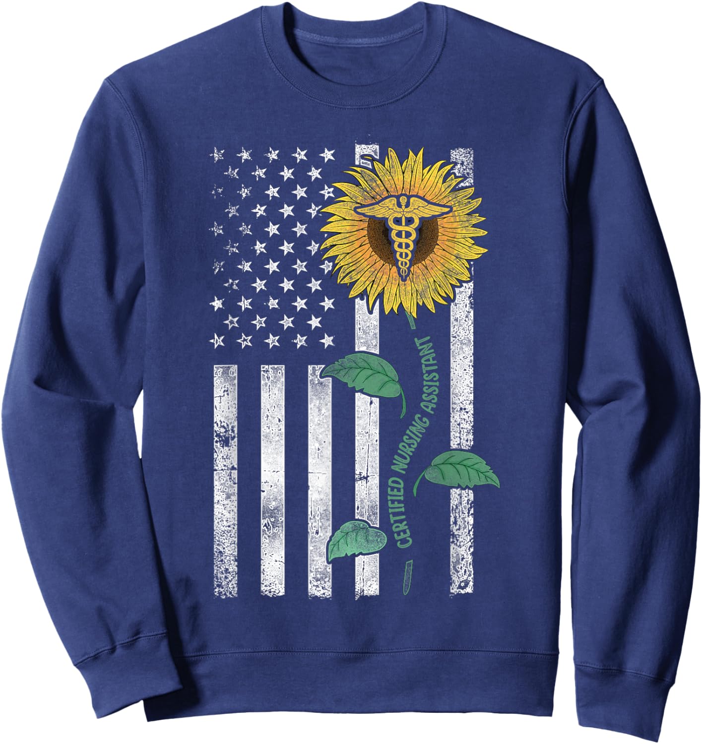 CNA Nurse Certified Nursing Assistant American Flag Women Kids Men Sweatshirt - Sweatshirt | Navy