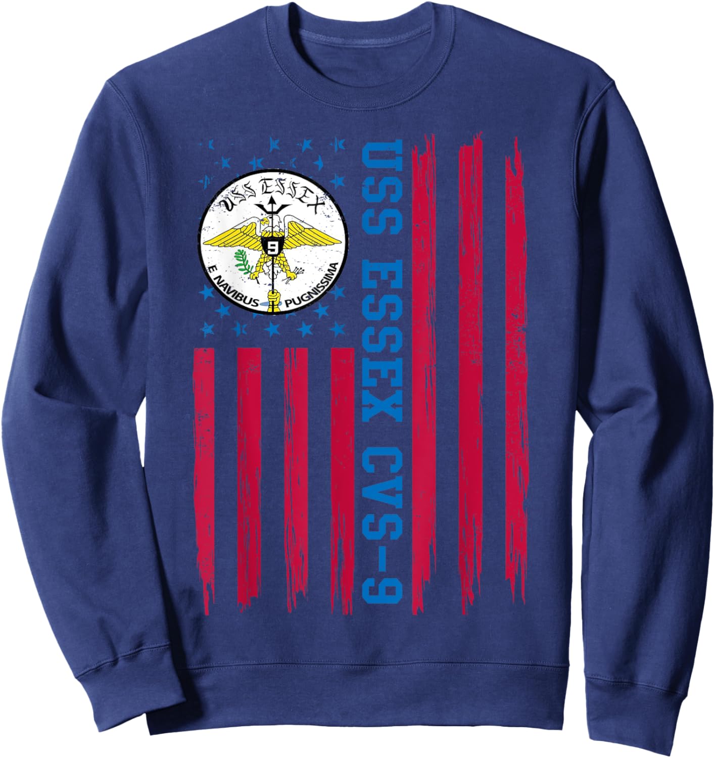 USS Essex CVS-9 American Flag Aircraft Carrier Veteran Papa Sweatshirt - Sweatshirt | Navy