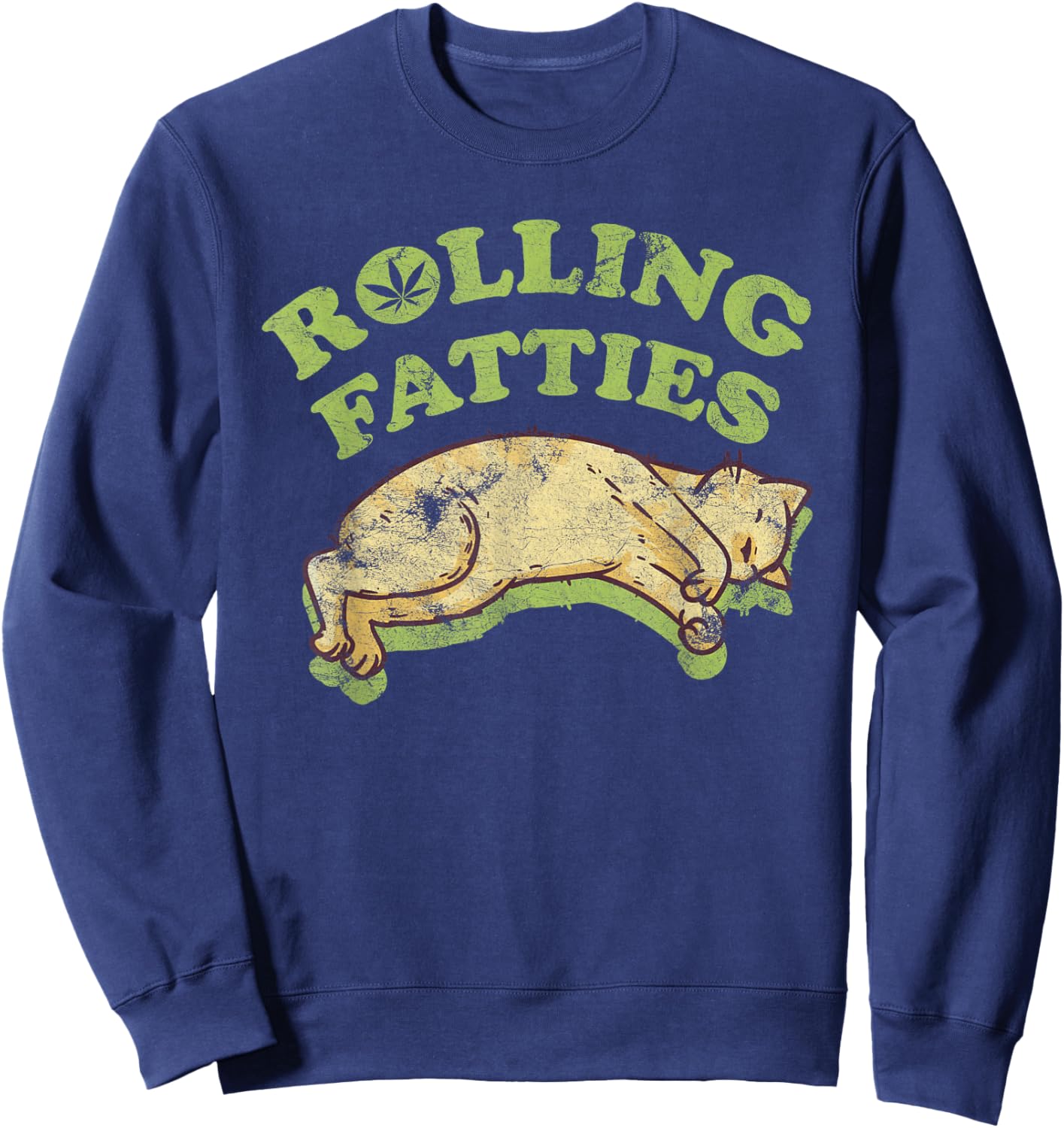 Rolling Fatties Adorable Cat Feline Weed Kitten Women Sweatshirt - Sweatshirt | Navy
