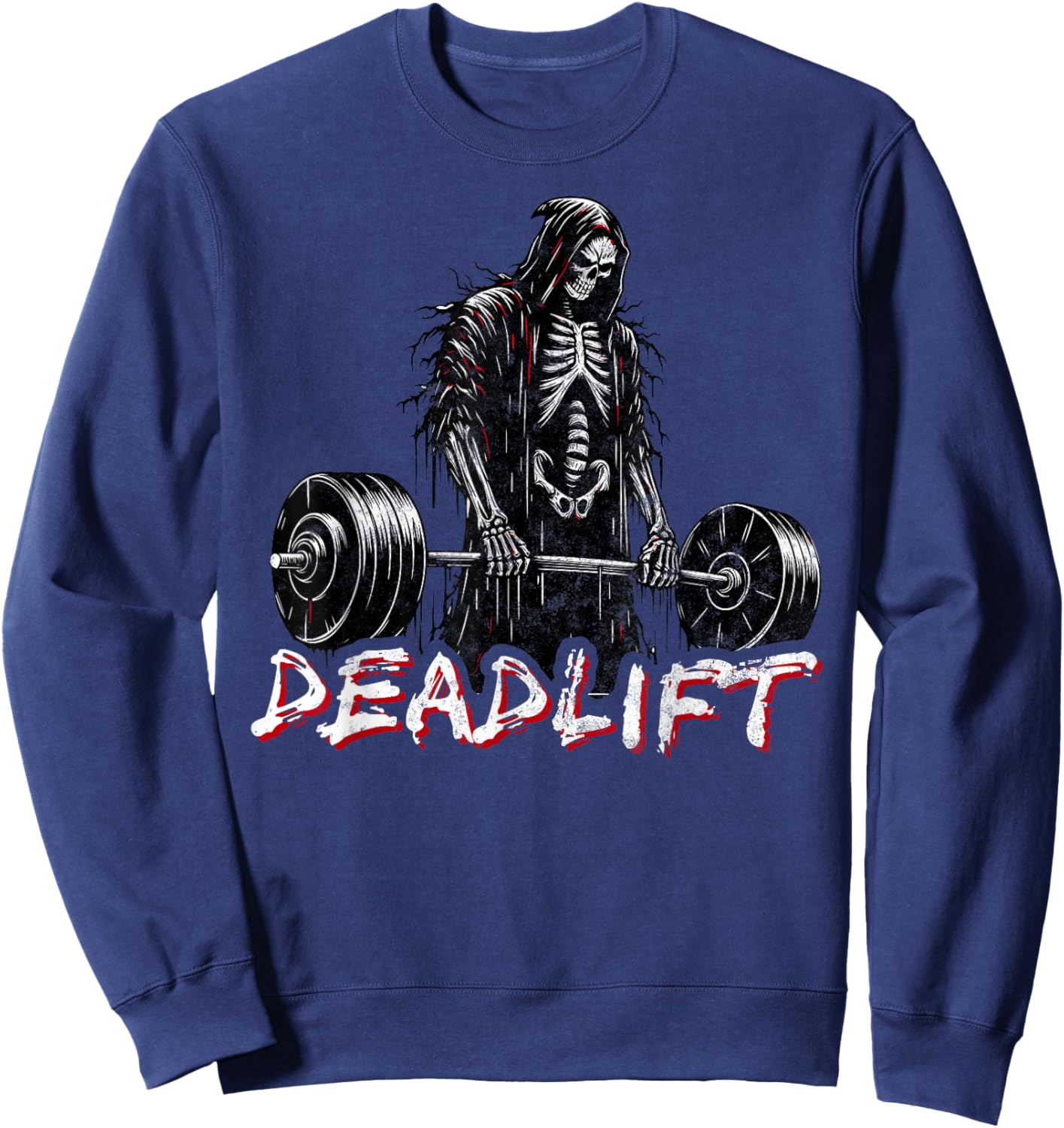 Deadlift Skeleton Halloween Gym Jokes Weightlifting Workout Sweatshirt - Sweatshirt | Navy