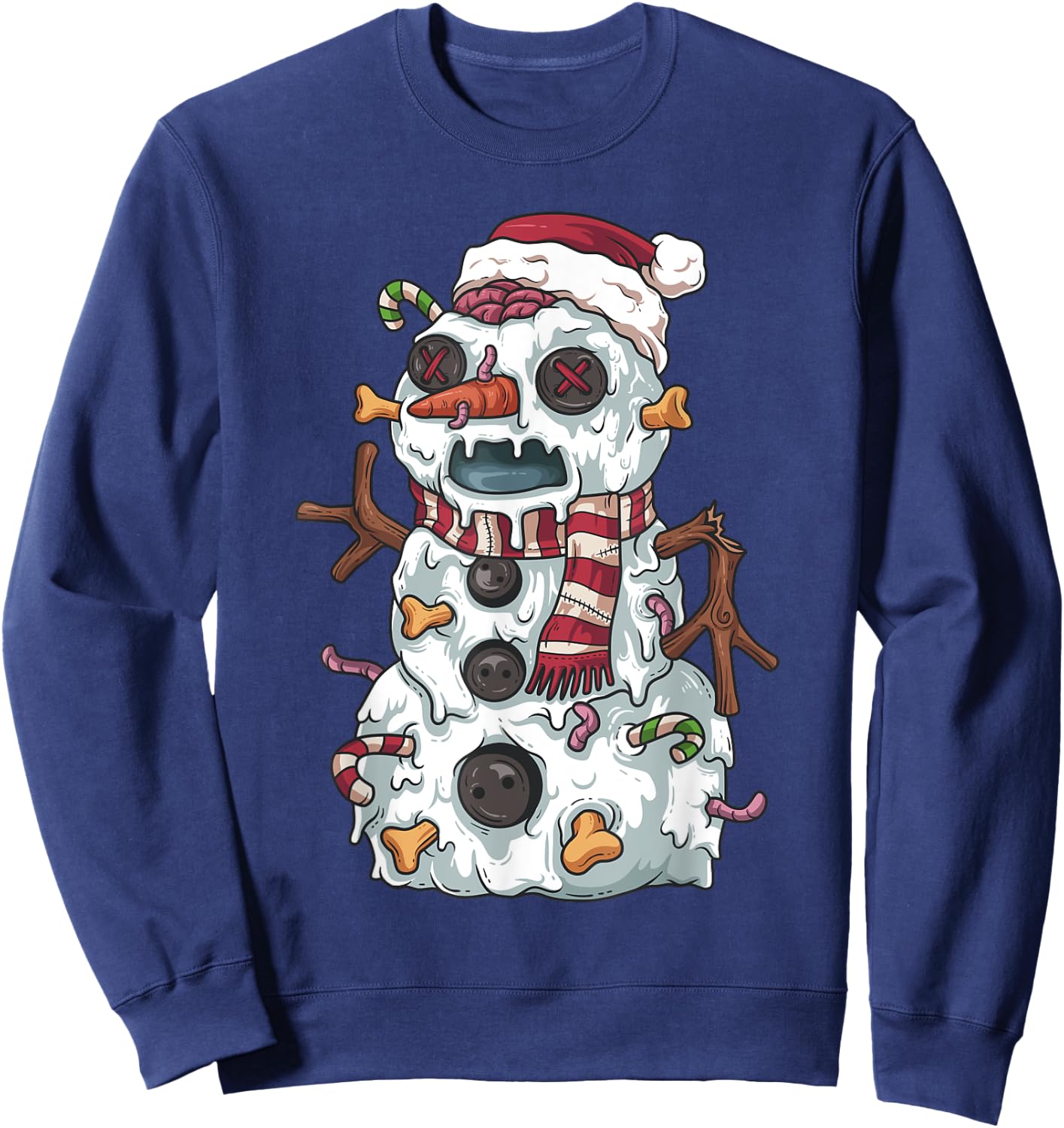 Zombie Christmas Snowman Funny Cartoon Holiday Sweatshirt - Sweatshirt | Navy