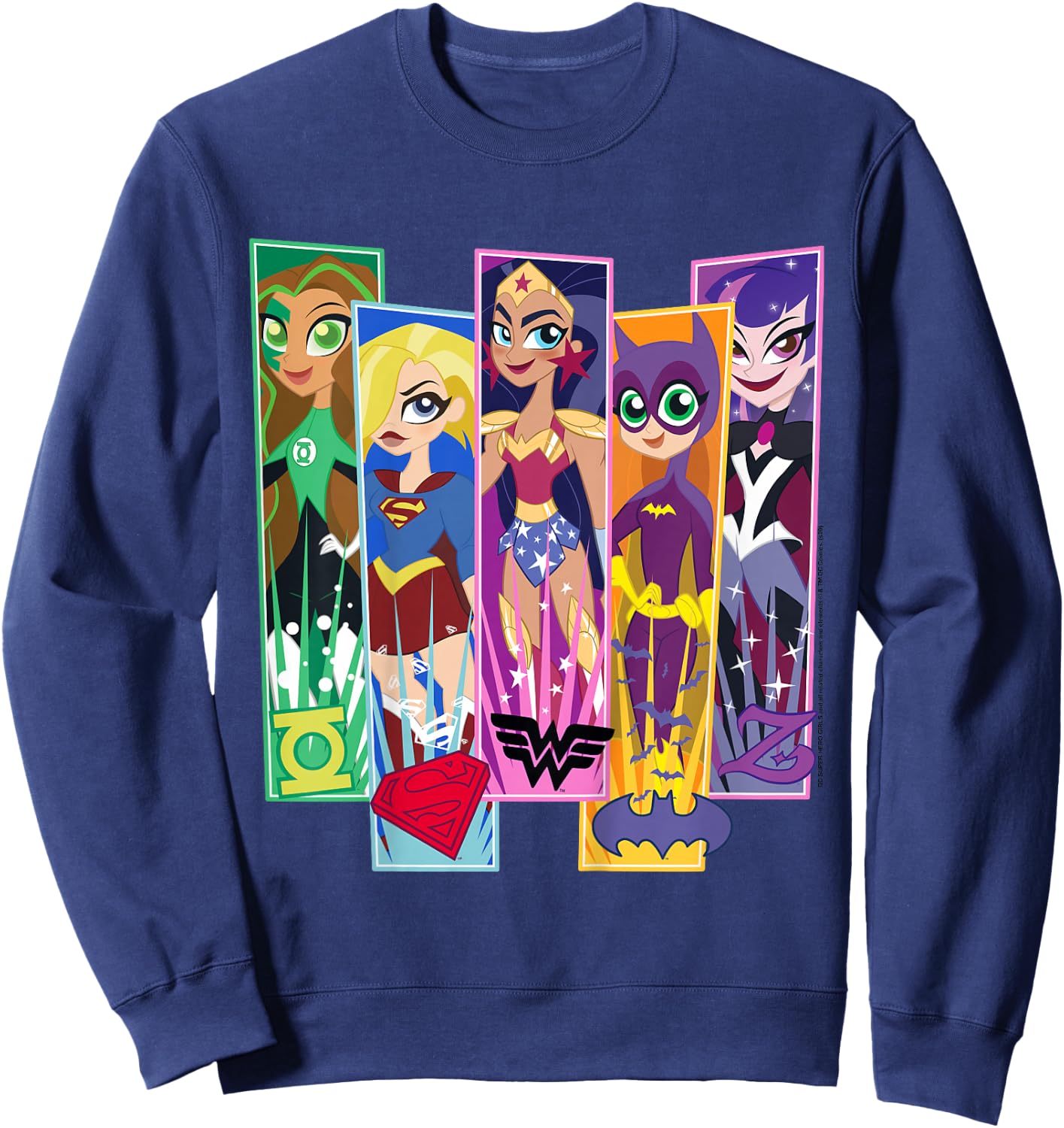Kids DC Comics Super Hero Girls Character Panels Sweatshirt - Sweatshirt | Navy