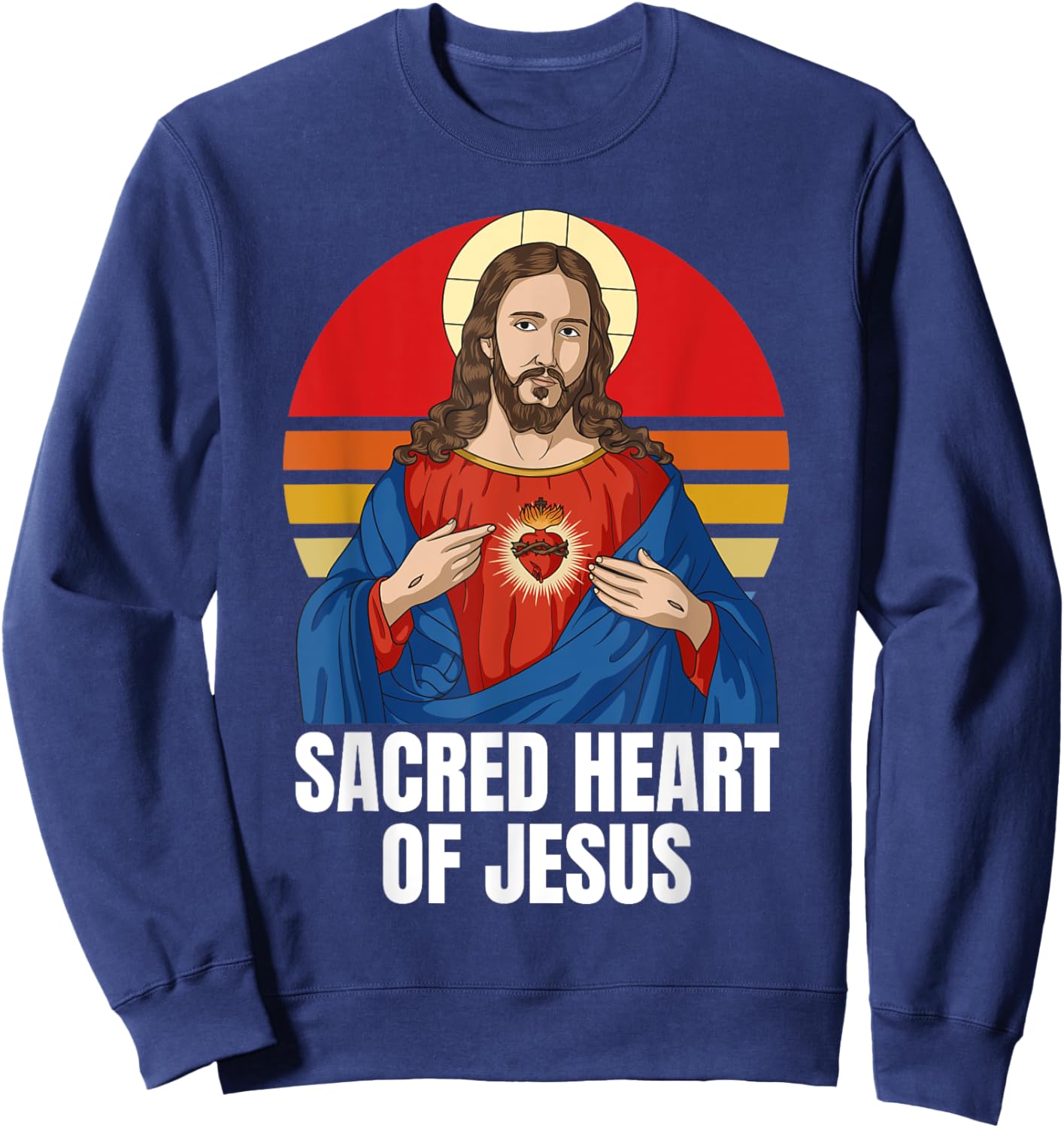 Sacred Heart Of Jesus Catholic Sweatshirt - Sweatshirt | Navy