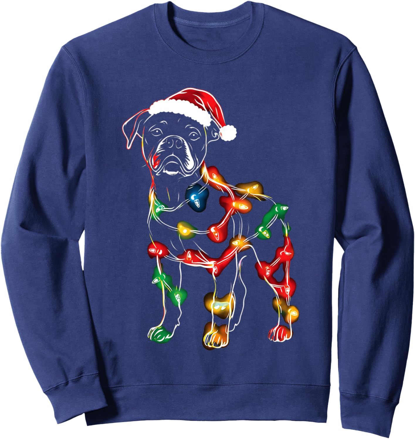 Funny Santa Boxer Retriever Christmas Lights Dog Lover Women Kids Sweatshirt - Sweatshirt | Navy