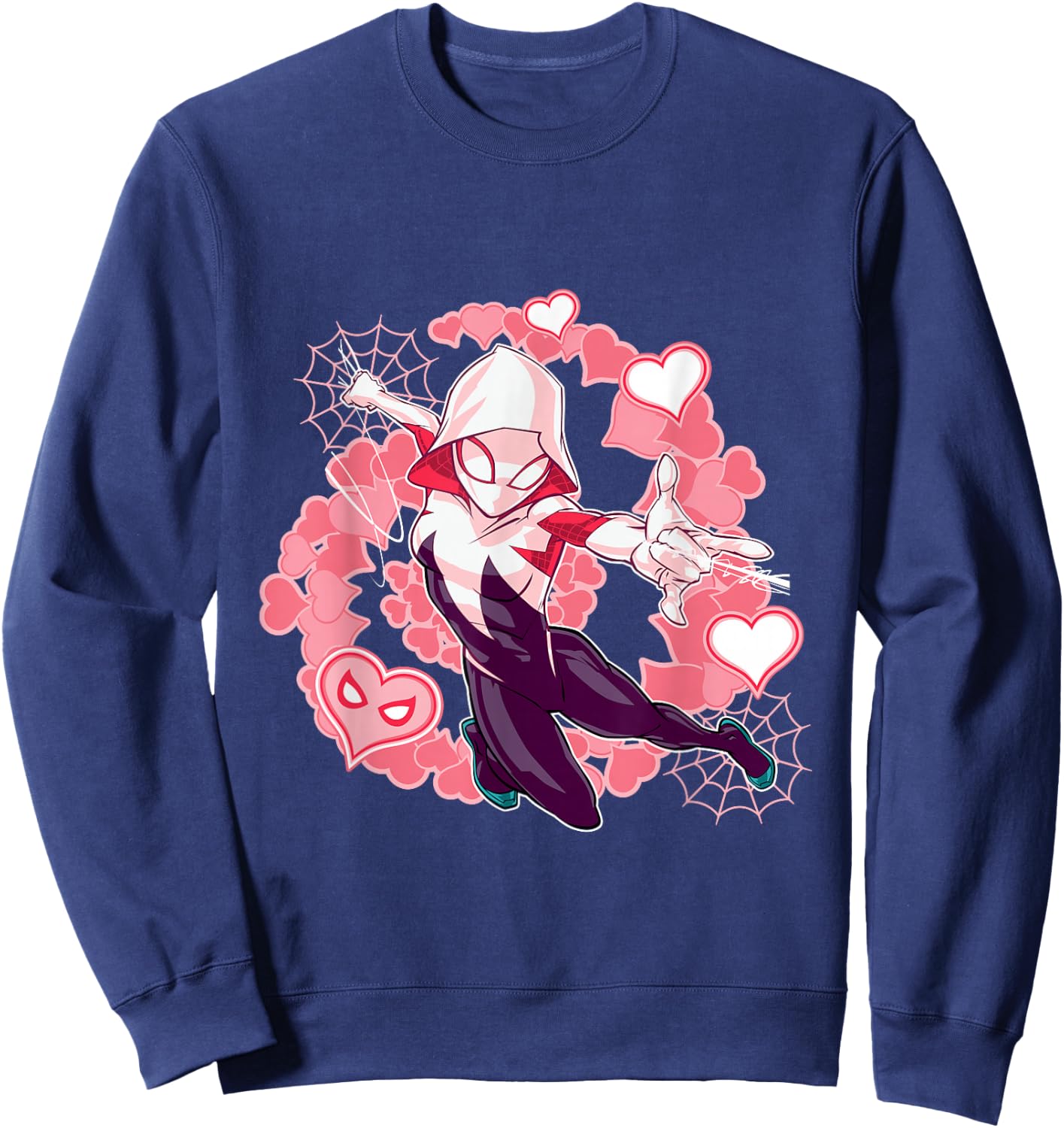 Marvel Spider-Man Into The Spider-Verse Gwen Stacy Hearts Sweatshirt - Sweatshirt | Navy