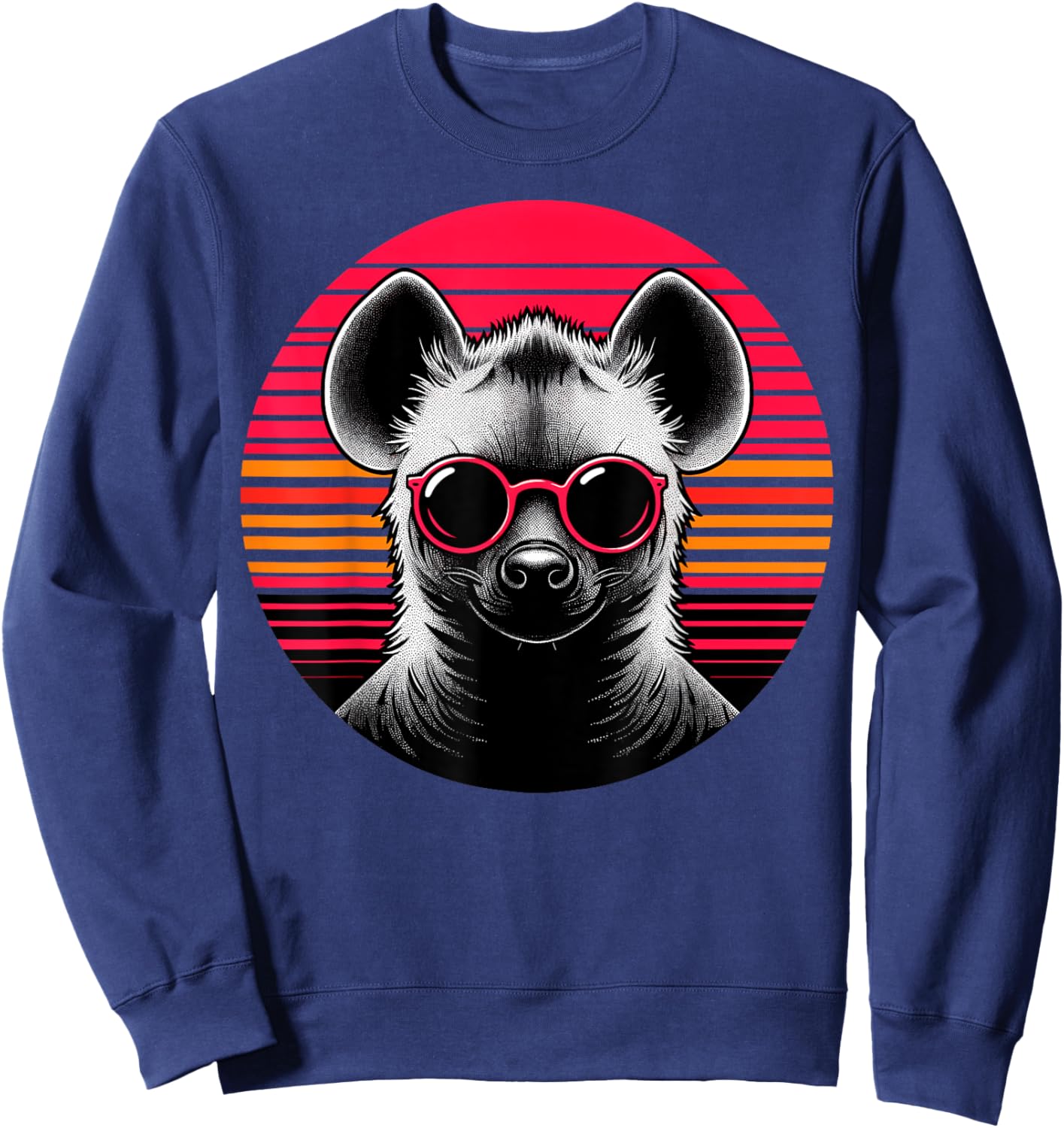 Hyena Retro Vintage Sunset Animal Sunglasses 70s Sweatshirt - Sweatshirt | Navy