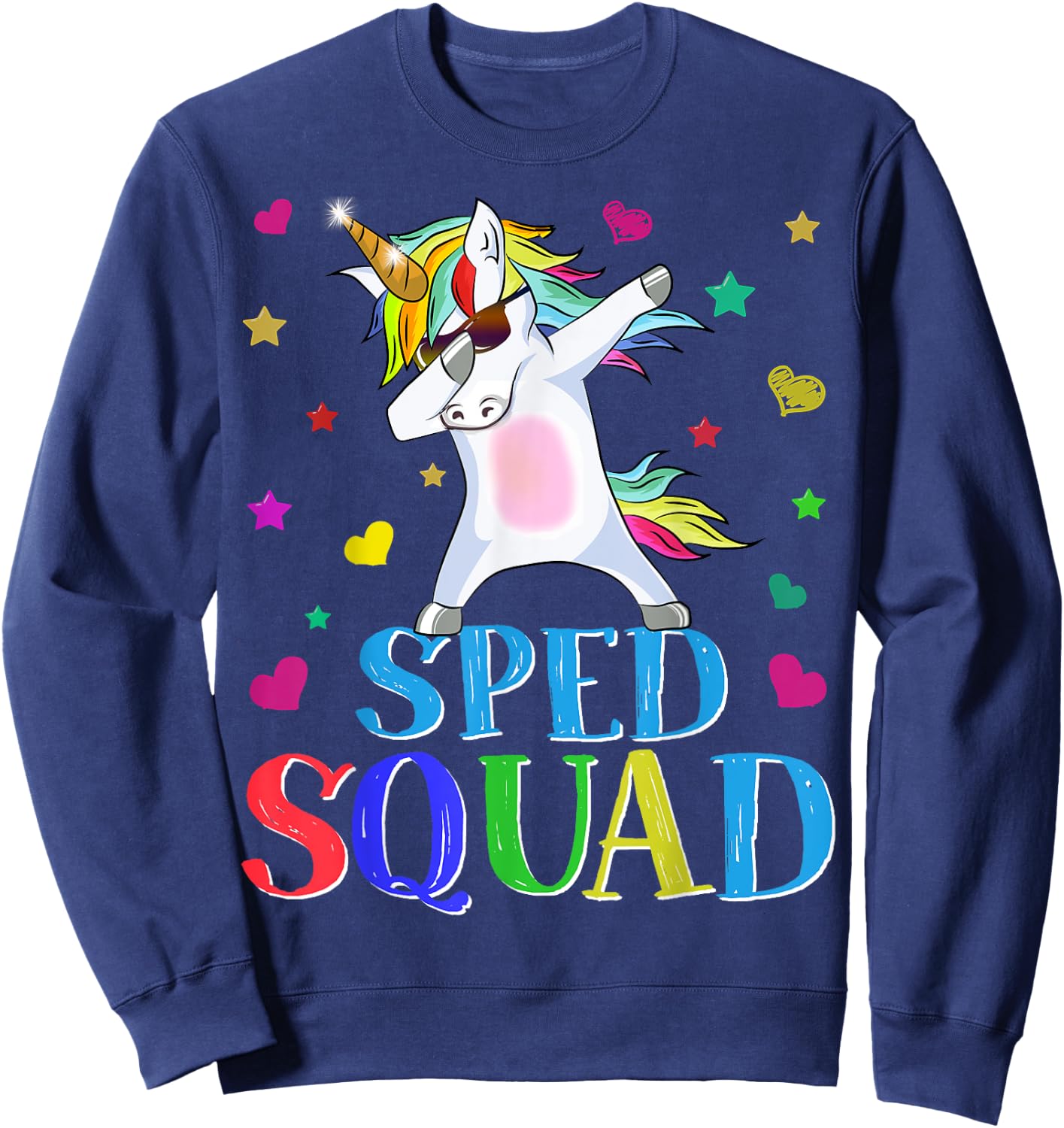 SPED Squad Special Education Unicorn Dab Teacher Gifts Women Girls Kids Sweatshirt - Sweatshirt | Navy