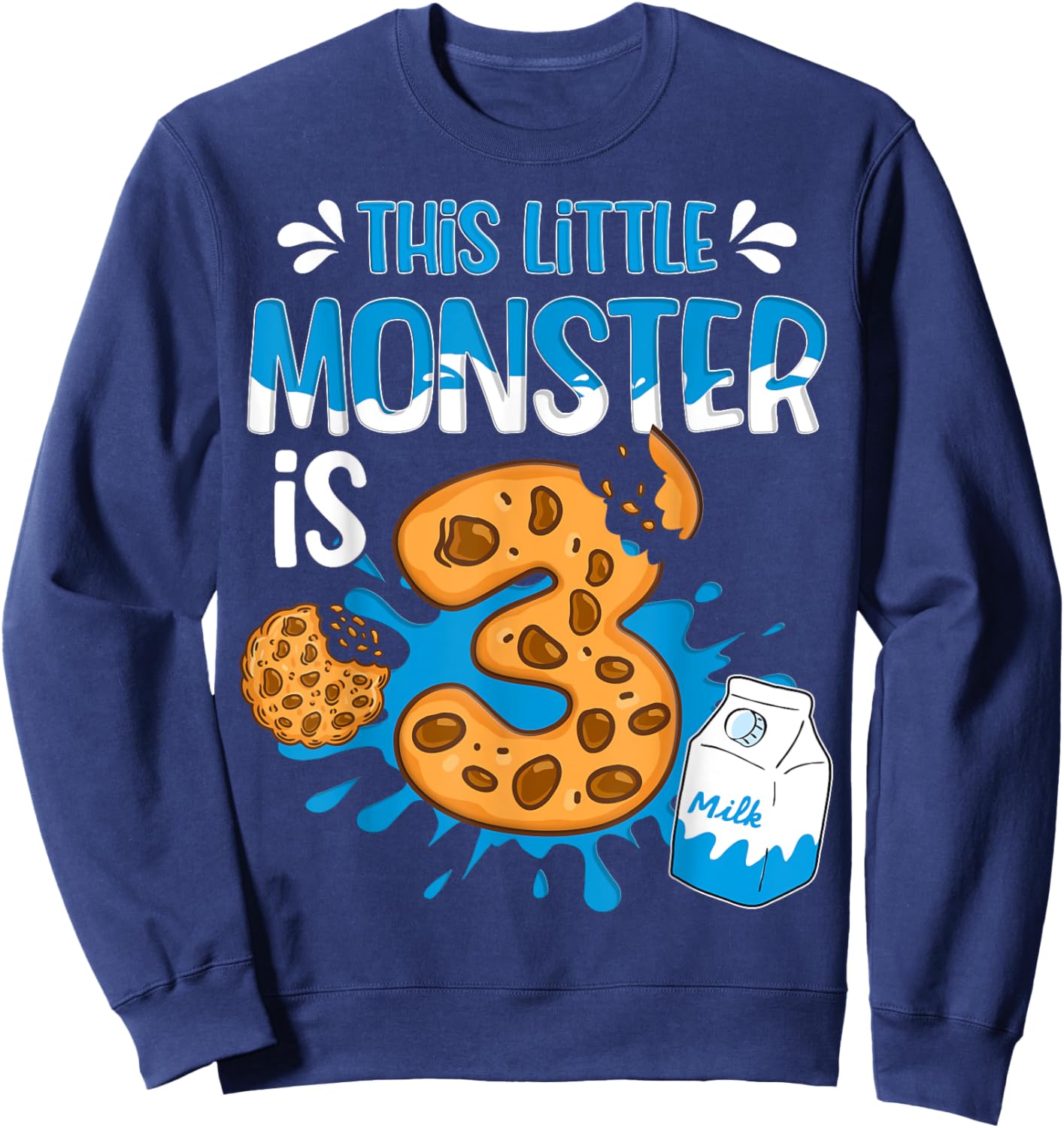 Milk and Cookies 3rd Birthday Boy Girl Third Birthday Family Sweatshirt - Sweatshirt | Navy