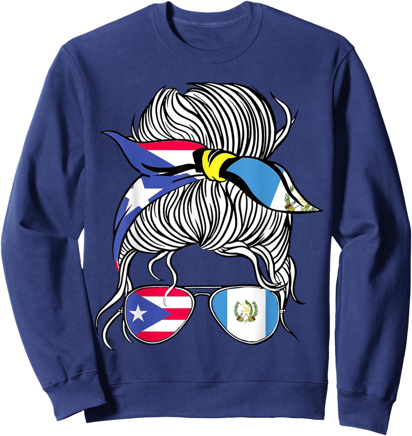 Puerto Rico Flag Guatemala Grown Women Girl Country Sweatshirt - Sweatshirt | Navy
