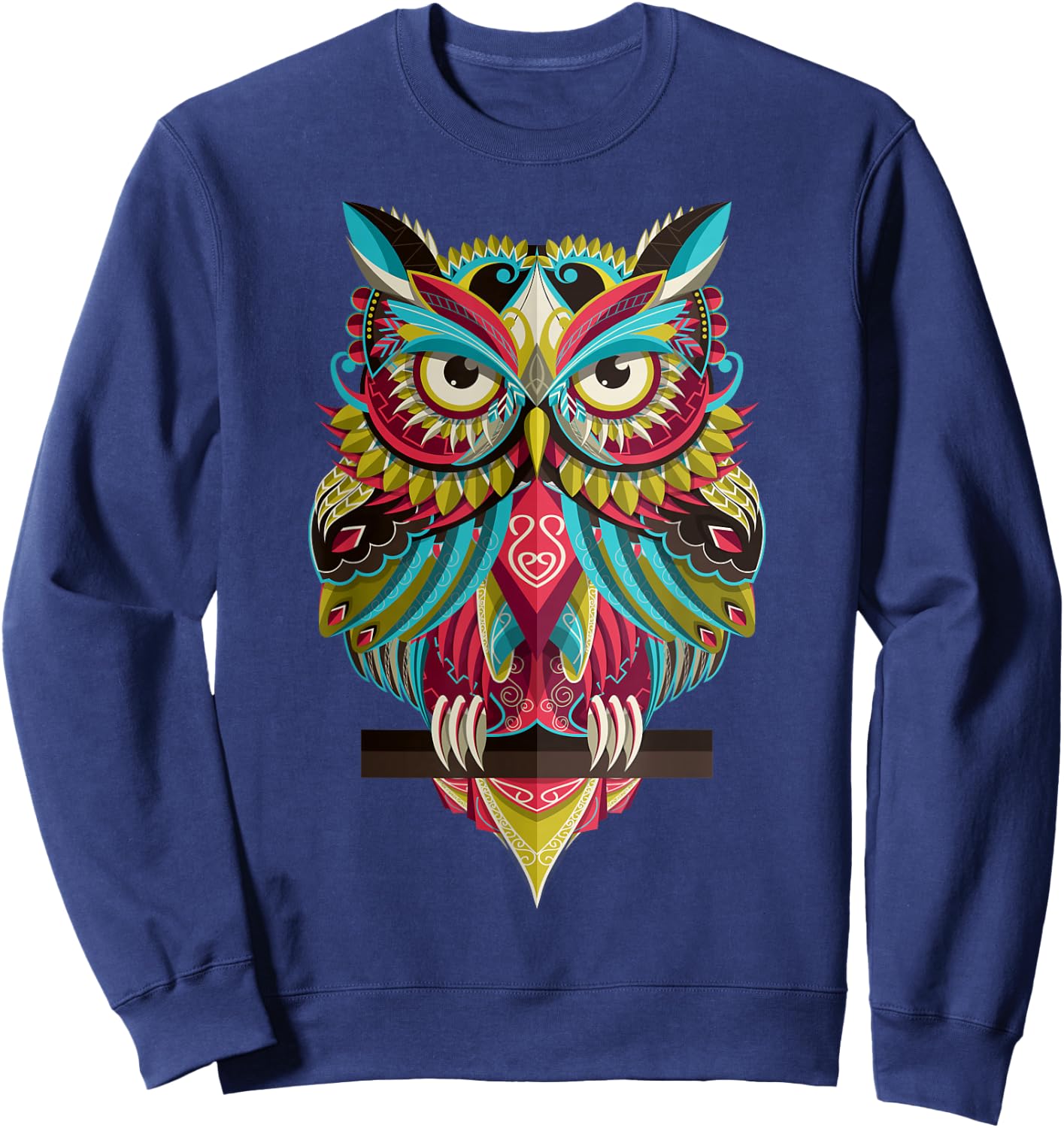 Cool Owl Graphic - Cute Graphic Design Illustration Owl Small Sweatshirt - Sweatshirt | Navy