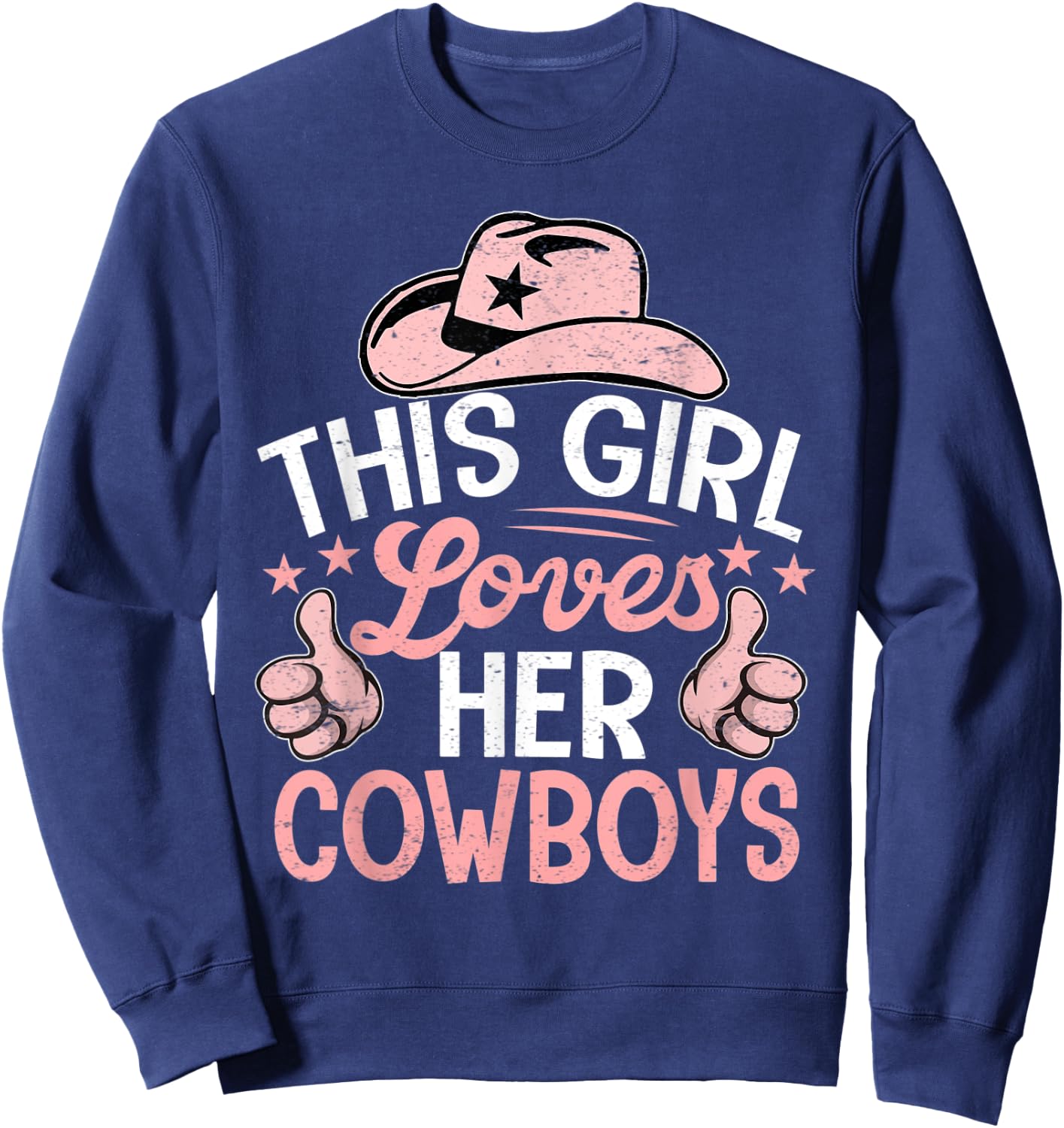 This Girl Loves Her Cowboys Cute Football Cowgirl Sweatshirt - Sweatshirt | Navy