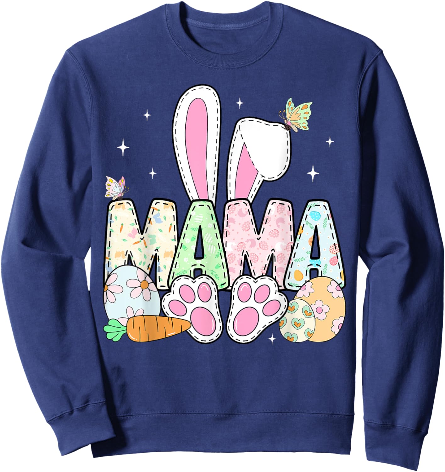 Easter Bunny Mama Spring Eggs Hunting Family Matching Easter Sweatshirt - Sweatshirt | Navy
