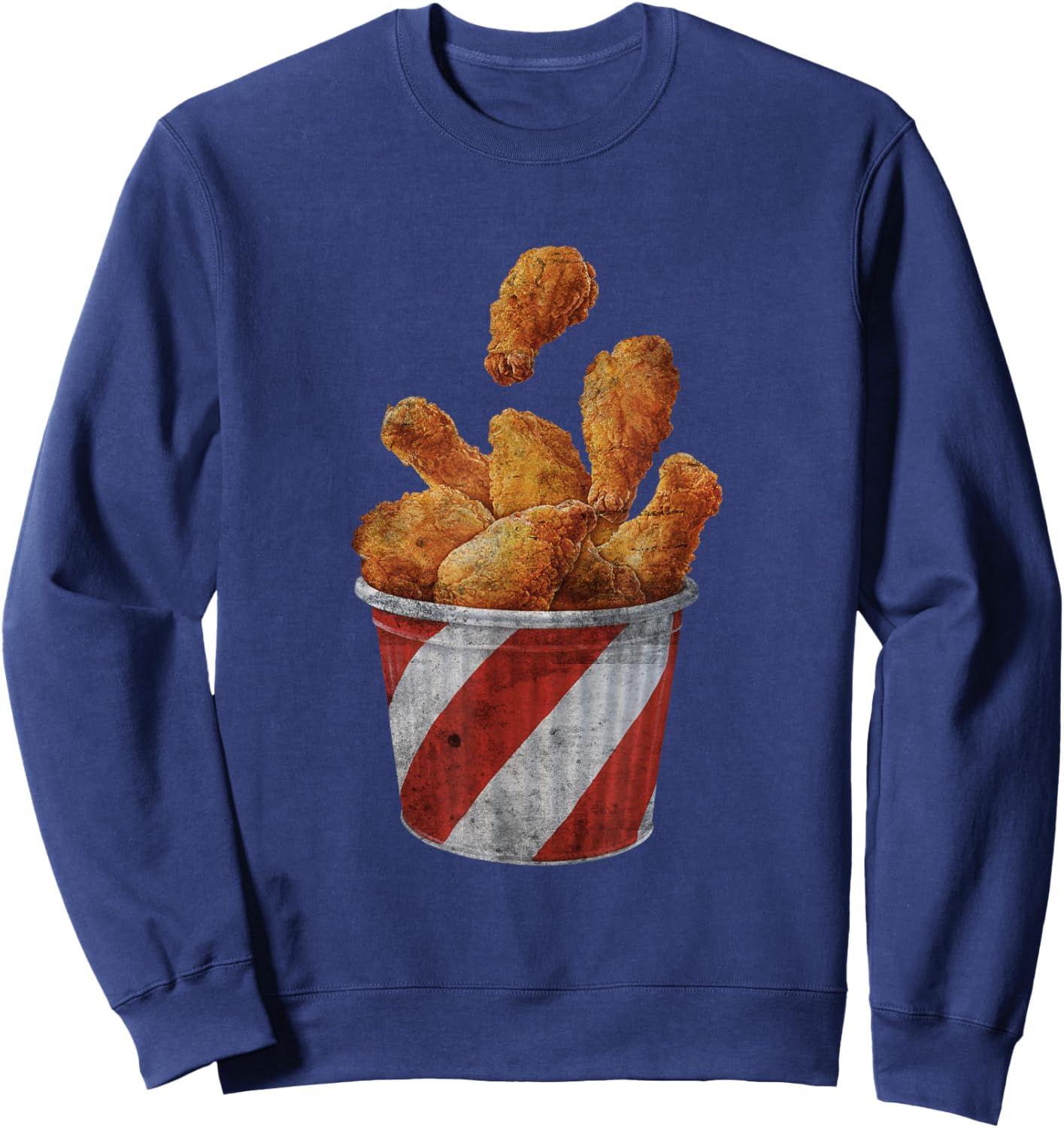 Retro National Fried Chicken Day Funny Fast Food Lover Sweatshirt - Sweatshirt | Navy