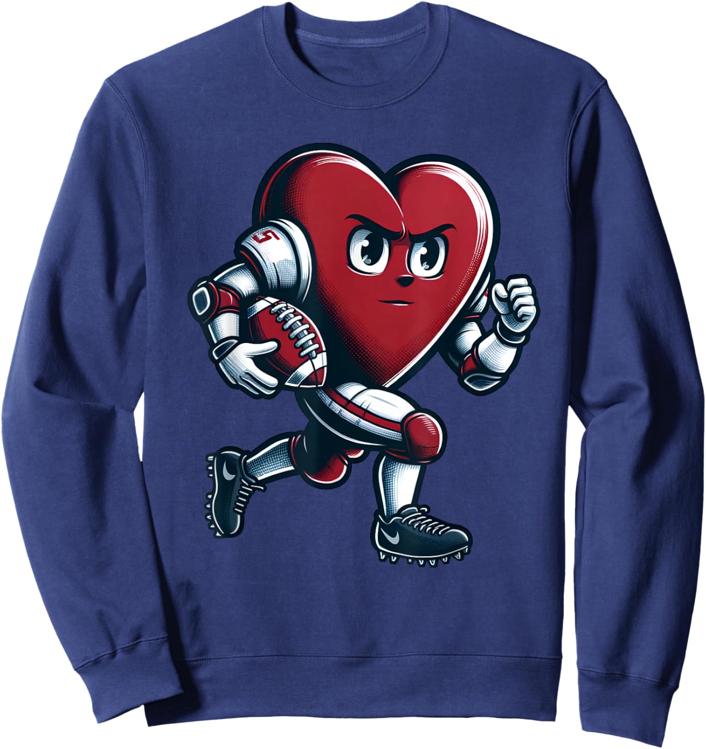 Valentine's Day Heart Football Player Team Sports Sweatshirt - Sweatshirt | Navy