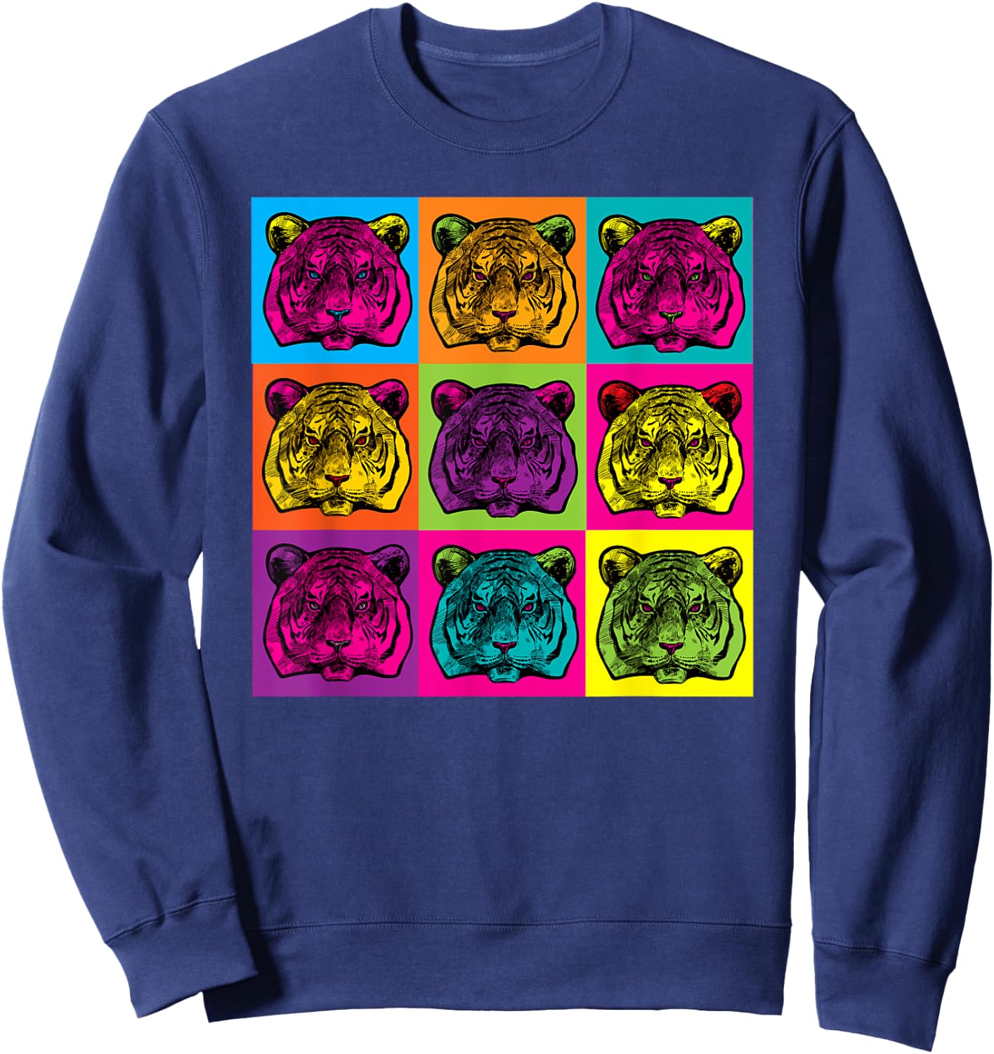 Pop Art Bengal Tiger Colourful Artistic Artist Gifts Sweatshirt - Sweatshirt | Navy