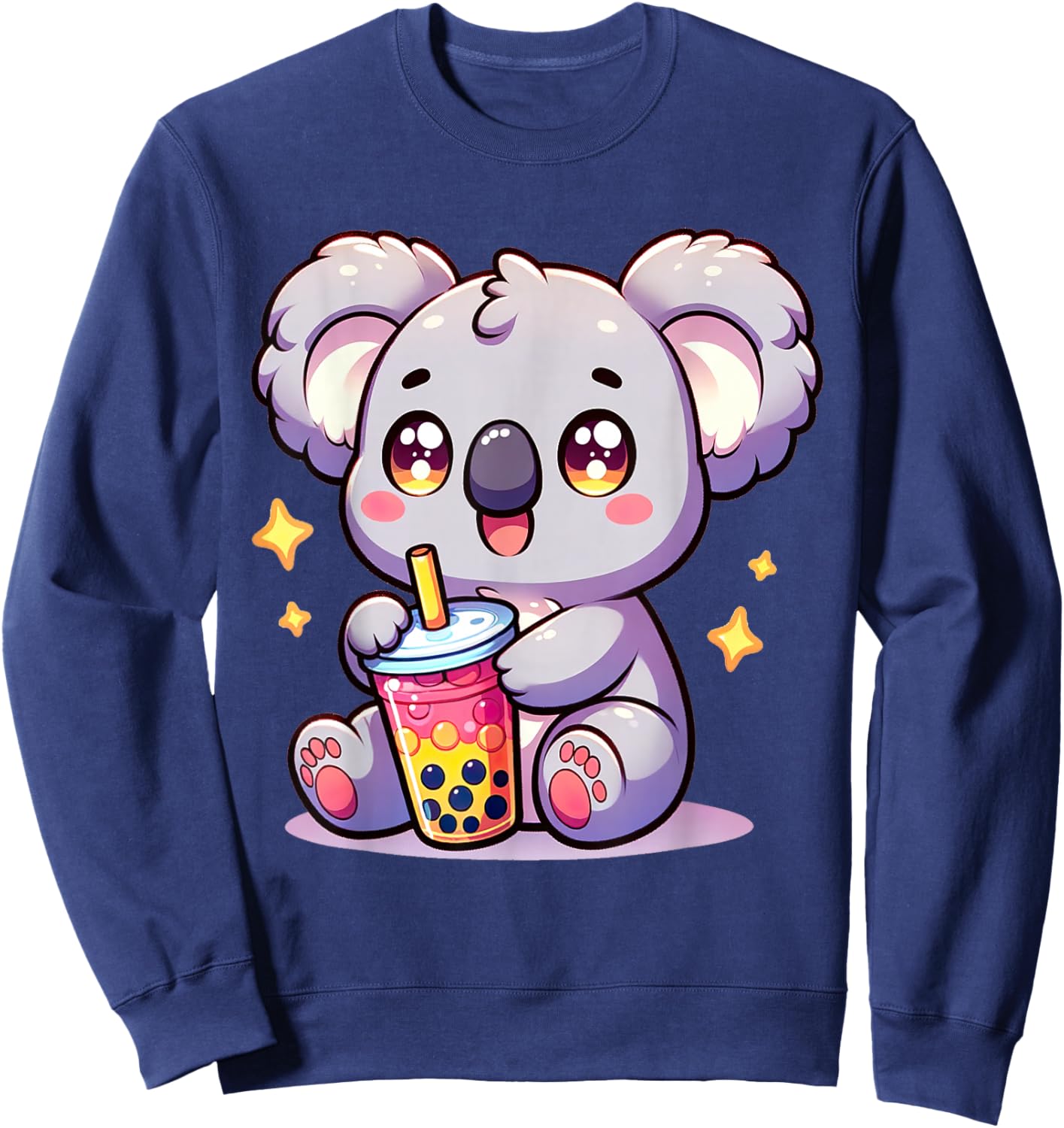 Koala Kawaii Bubble Tea Boba Milk Cute Anime Sweatshirt - Sweatshirt | Navy