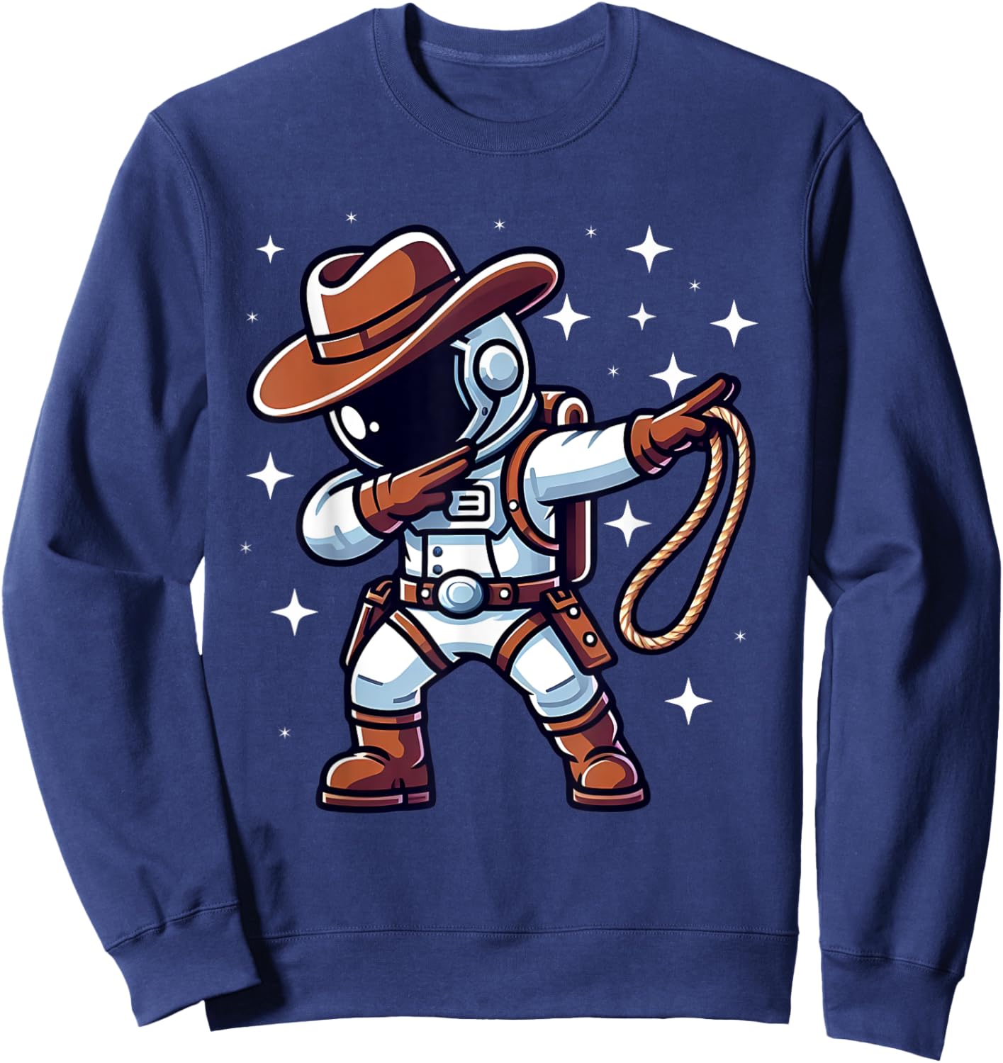 Dabbing Astronaut Cowboy Space Halloween Costume Men Kids Sweatshirt - Sweatshirt | Navy