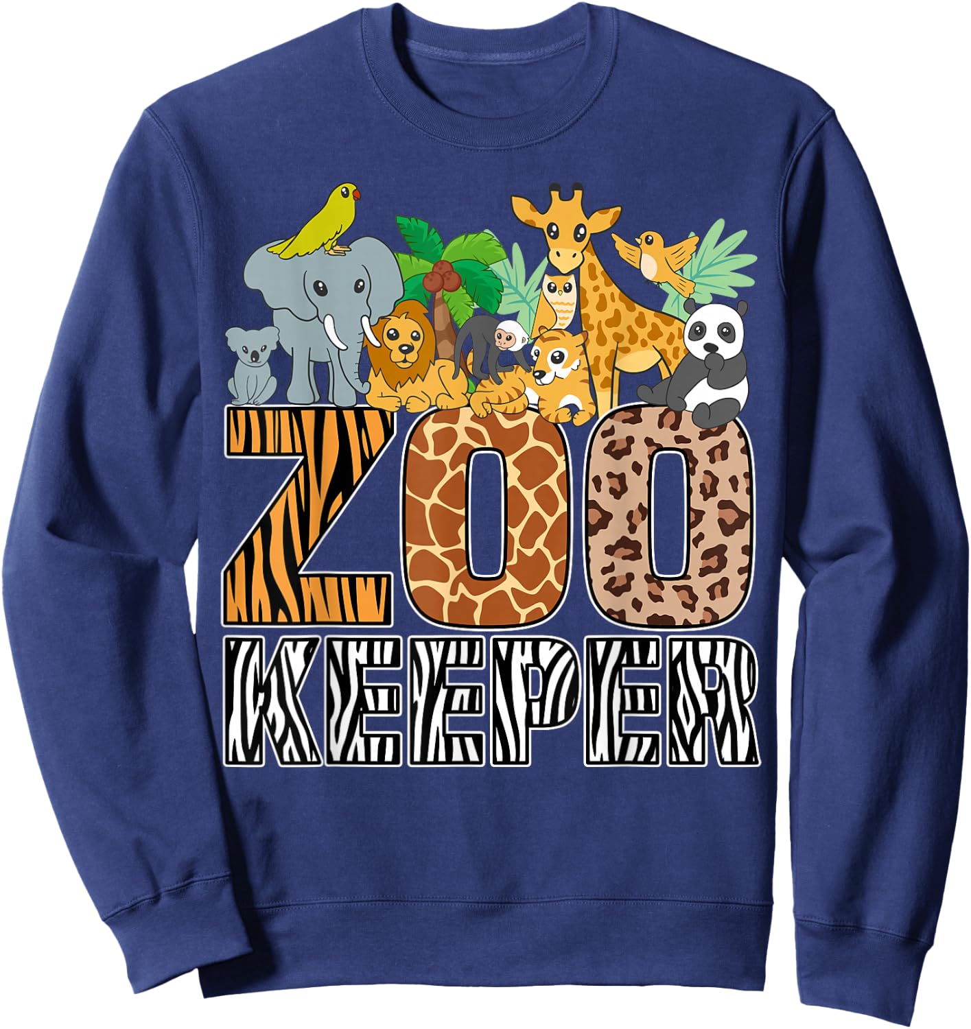 Zookeeper Costume Zebra Wild Print African Animal Keeper Sweatshirt - Sweatshirt | Navy