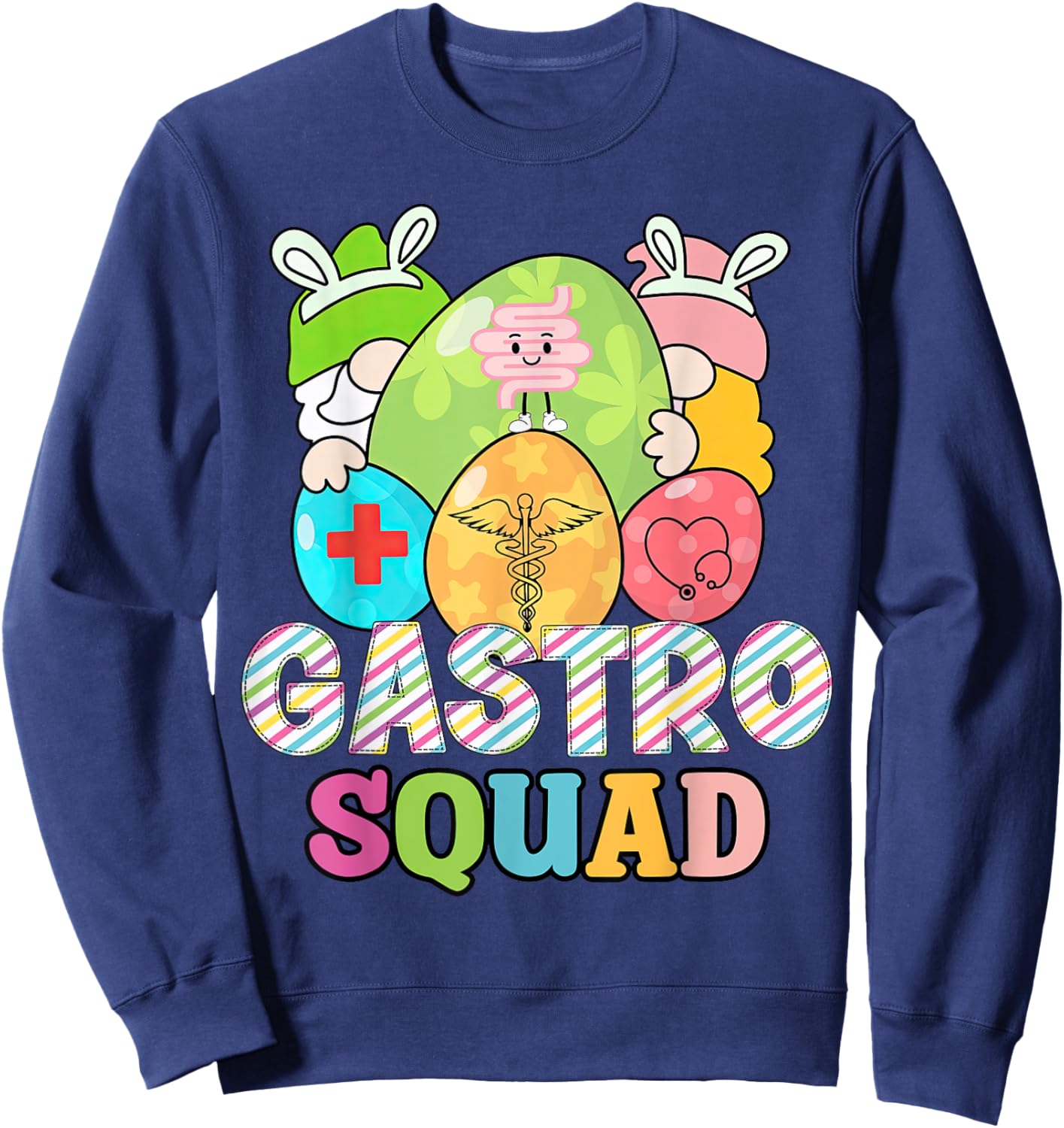 Gastro Squad Easter Endoscopy Nurse Gonmes Bunny Funny Sweatshirt - Sweatshirt | Navy