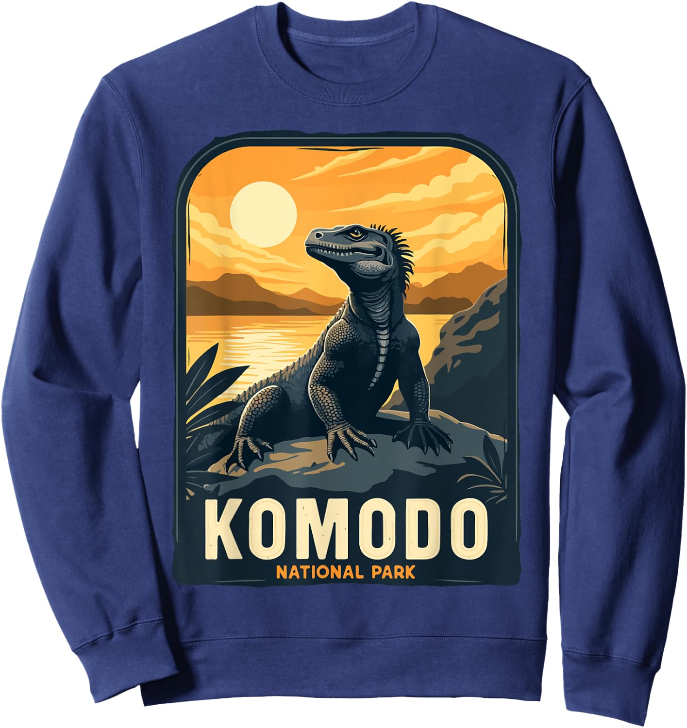Komodo National Park Indonesia Retro Komodo Dragon Sweatshirt - Sweatshirt | Navy