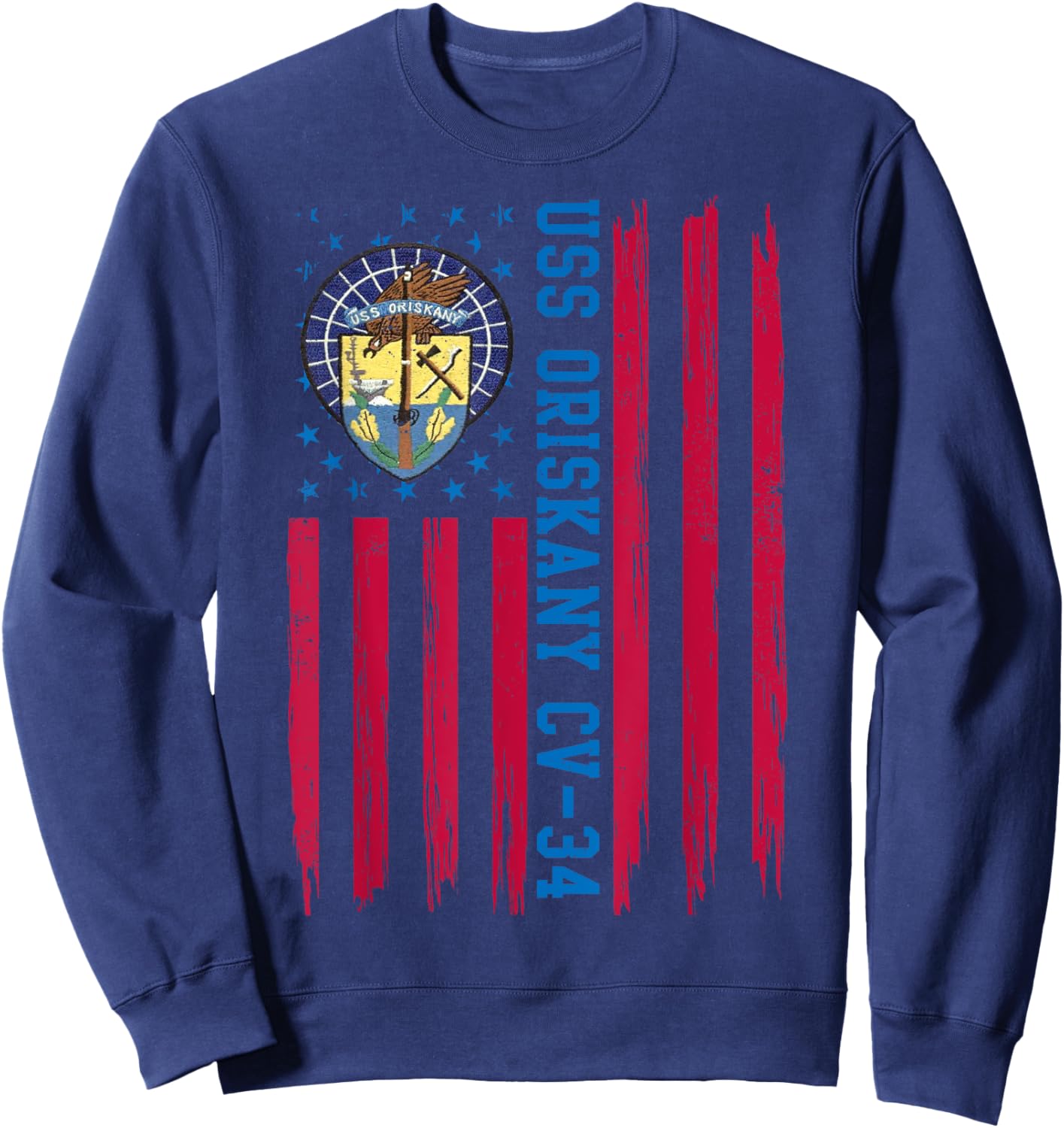 USS Oriskany CV-34 American Flag Aircraft Carrier Veteran Women Men Sweatshirt - Sweatshirt | Navy