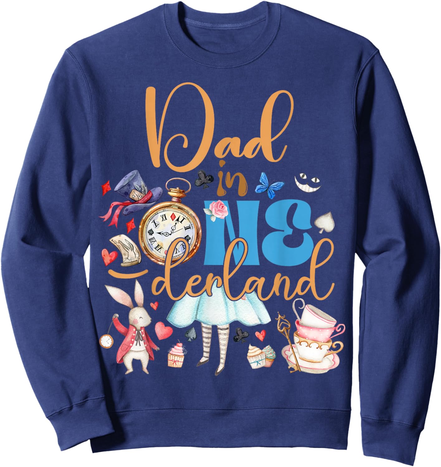 Alice Dad in ONEderland Birthday Family Sweatshirt - Sweatshirt | Navy