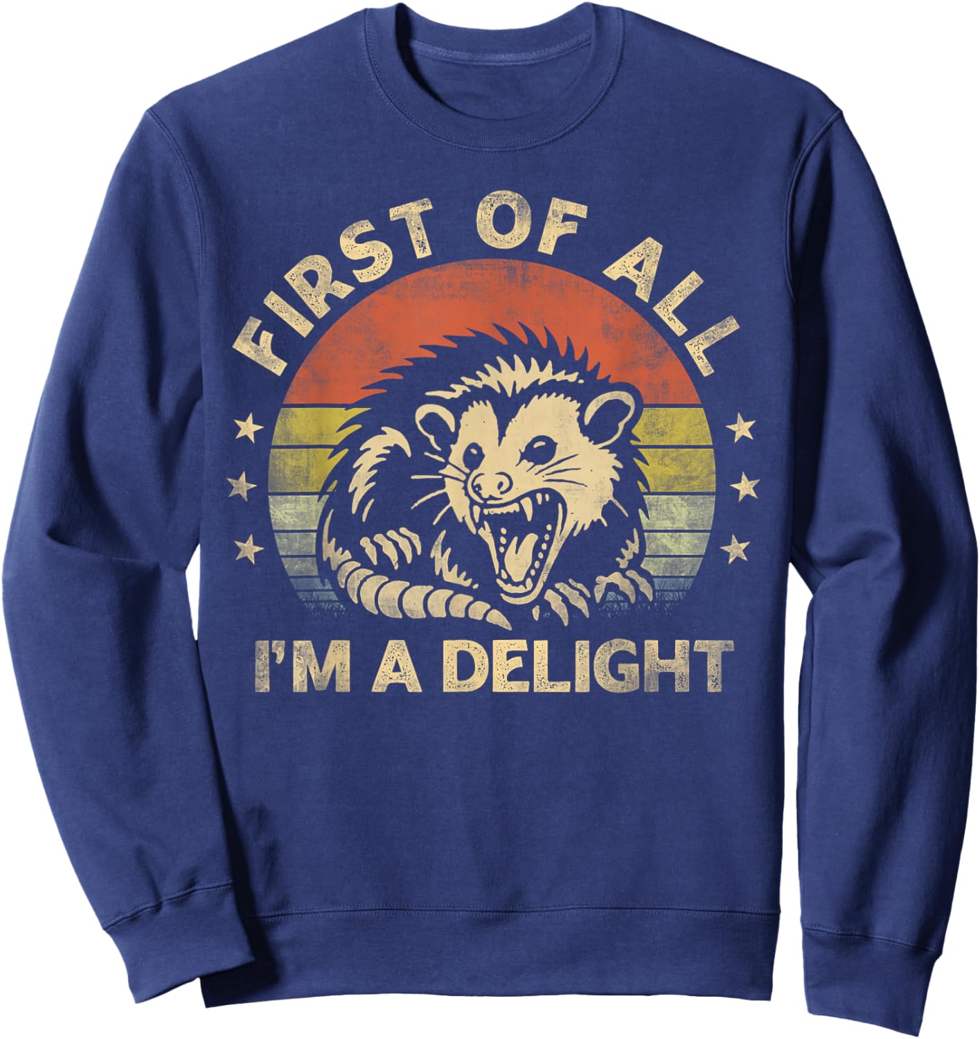 First Of All I'm A Delight Sarcastic Angry Opossum Lover Sweatshirt - Sweatshirt | Navy