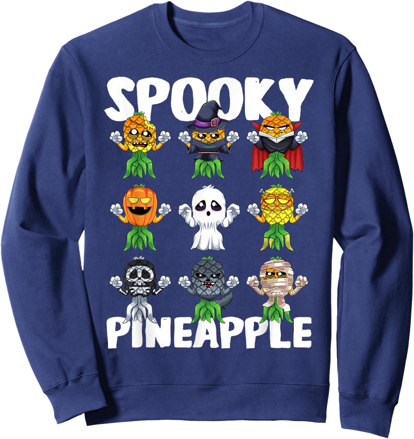 Spooky Pineapple Halloween Swinger Upside Down Pineapple Sweatshirt - Sweatshirt | Navy