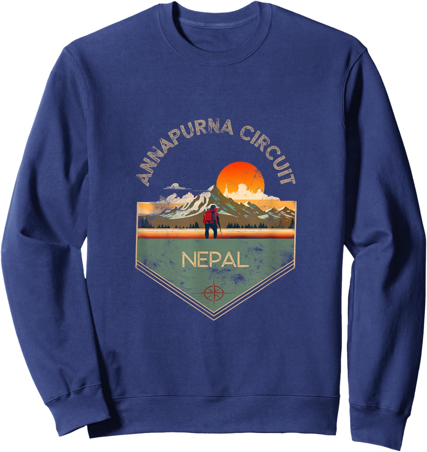 Annapurna Circuit Retro Vintage Hiking Apparel - Souvenir Sweatshirt - Sweatshirt | Navy