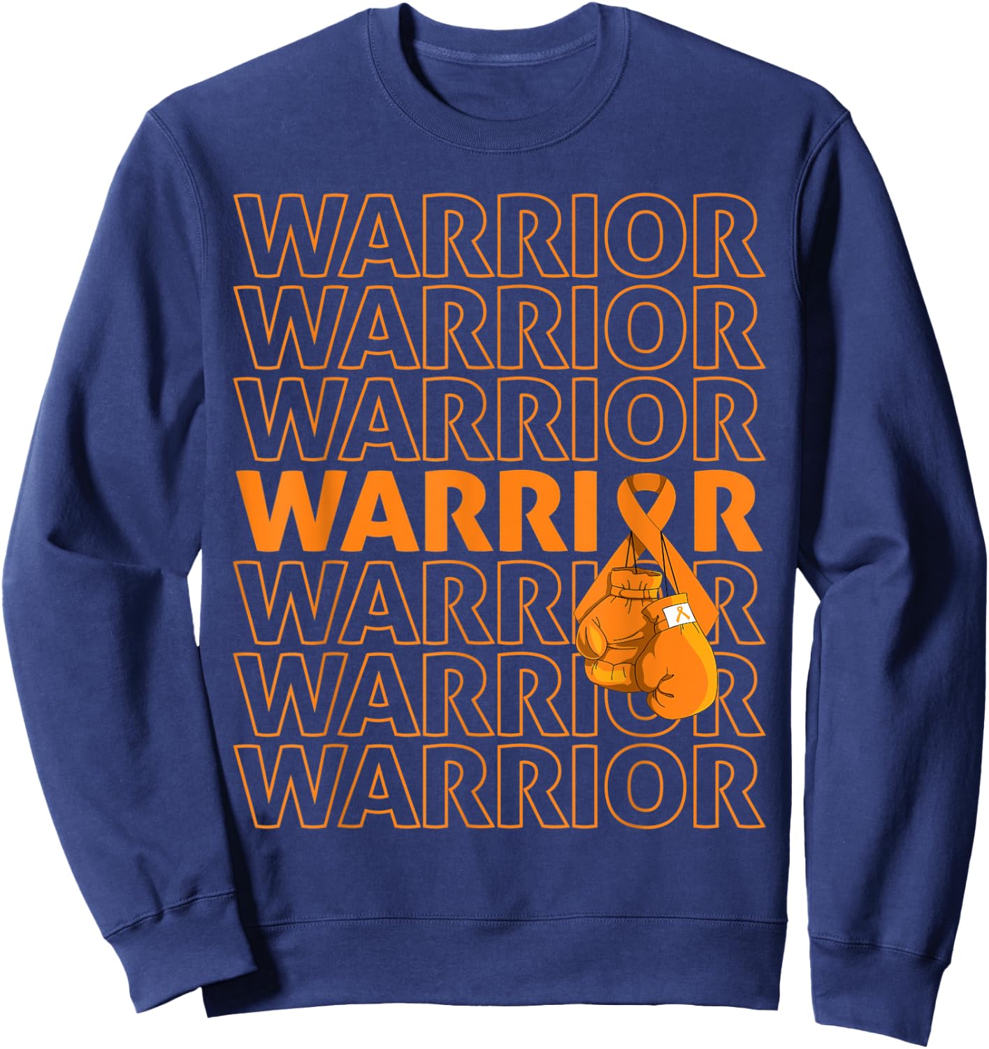 Leukemia Awareness Warrior Orange Ribbon Boxing Gloves Sweatshirt - Sweatshirt | Navy