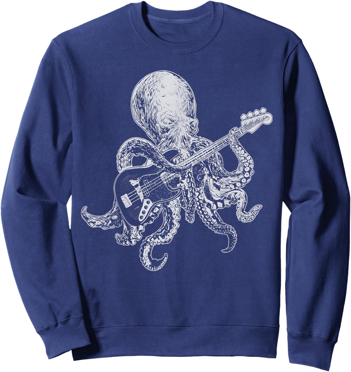 Octopus Playing Bass Guitar Shirt Dad Octopus Lover Sweatshirt - Sweatshirt | Navy