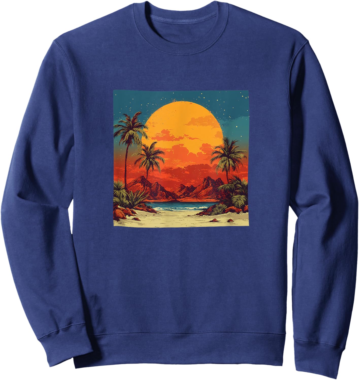 Desert Oasis Vintage Landscape Graphic Sweatshirt - Sweatshirt | Navy