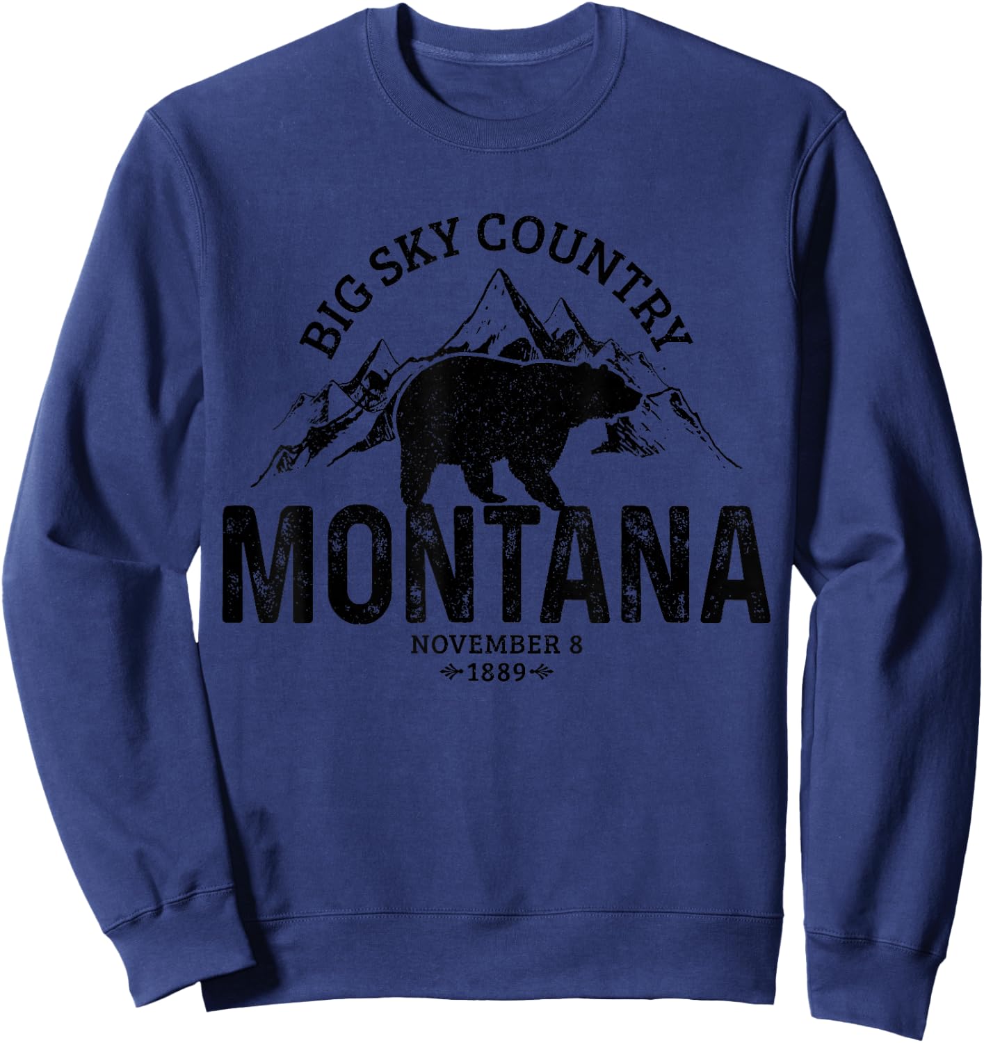 Montana USA Vintage Grizzly Bear America Souvenir Sweatshirt - Sweatshirt | Navy