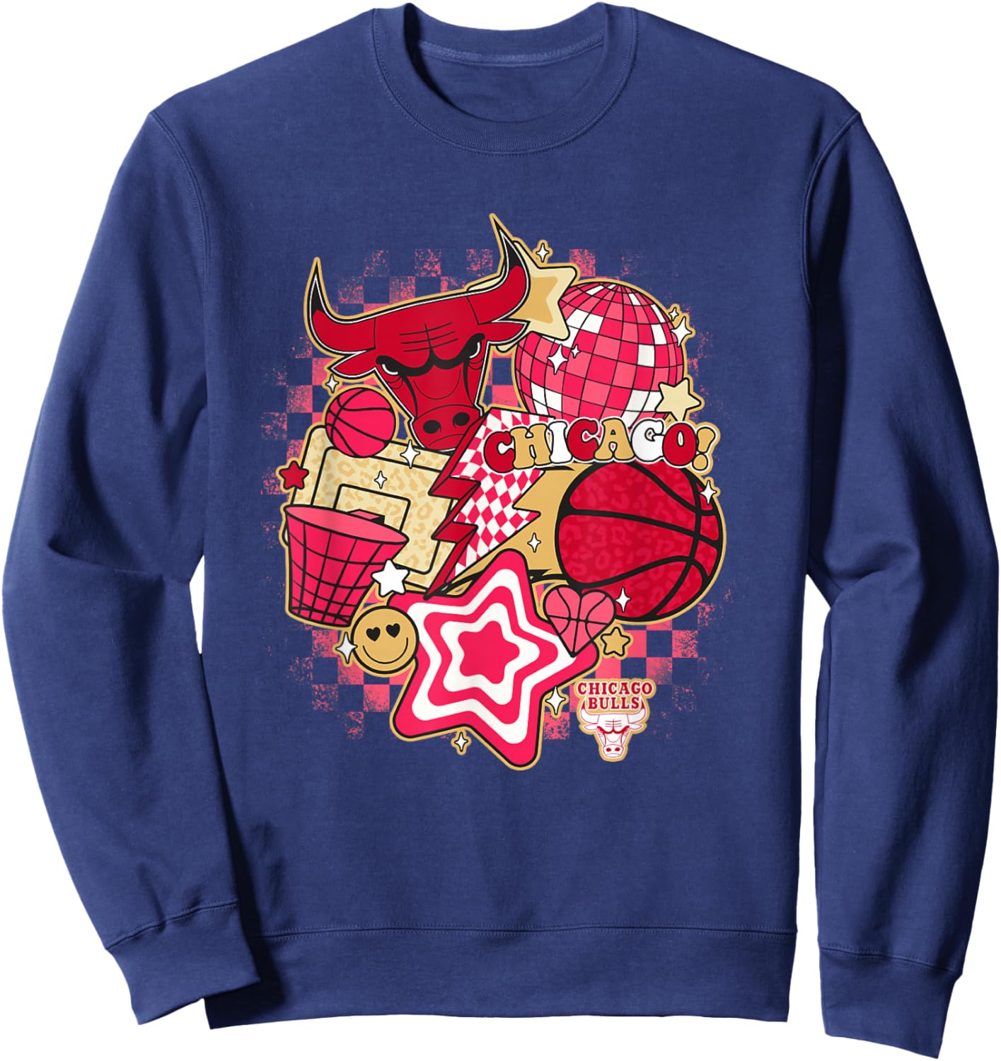 NBA Chicago Bulls Psychedelic Basketball Collage Sweatshirt - Sweatshirt | Navy